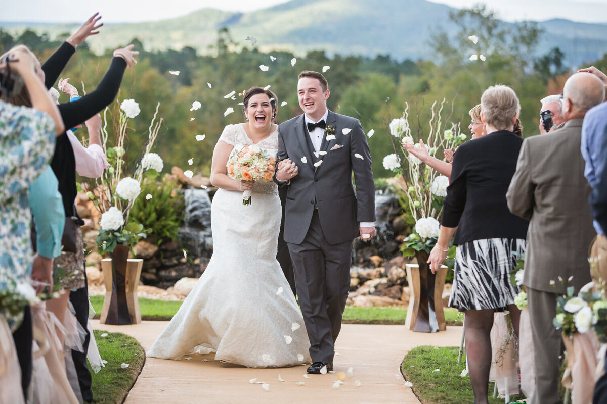 flower toss during wedding ceremony