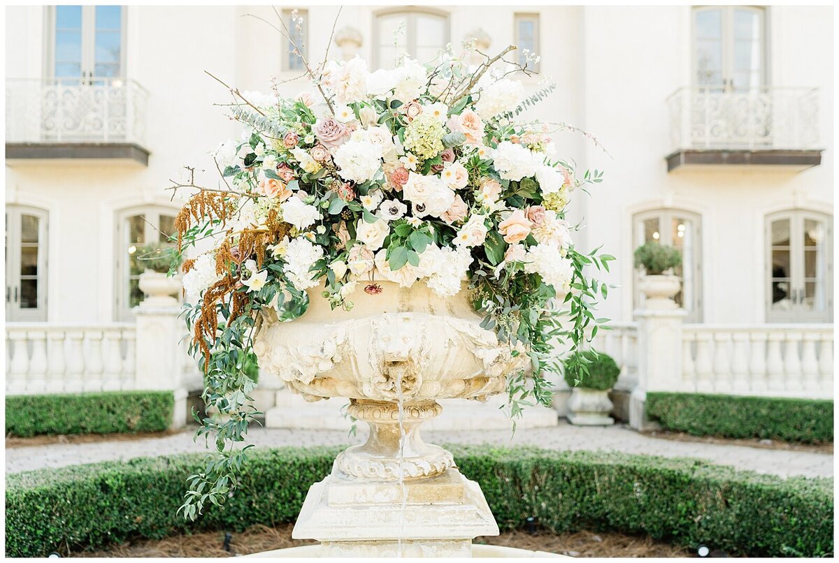 White wedding bouquet in planter
