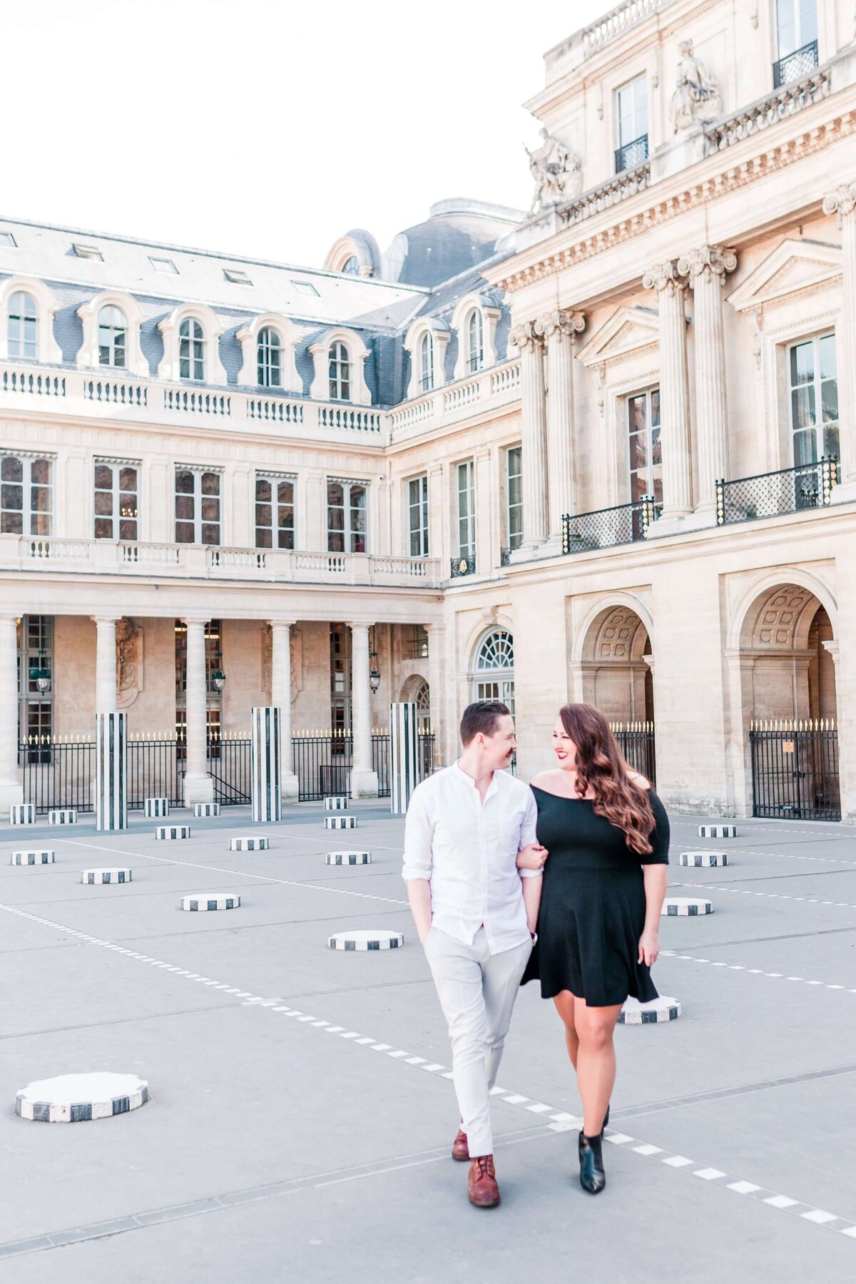 Couple walking in paris