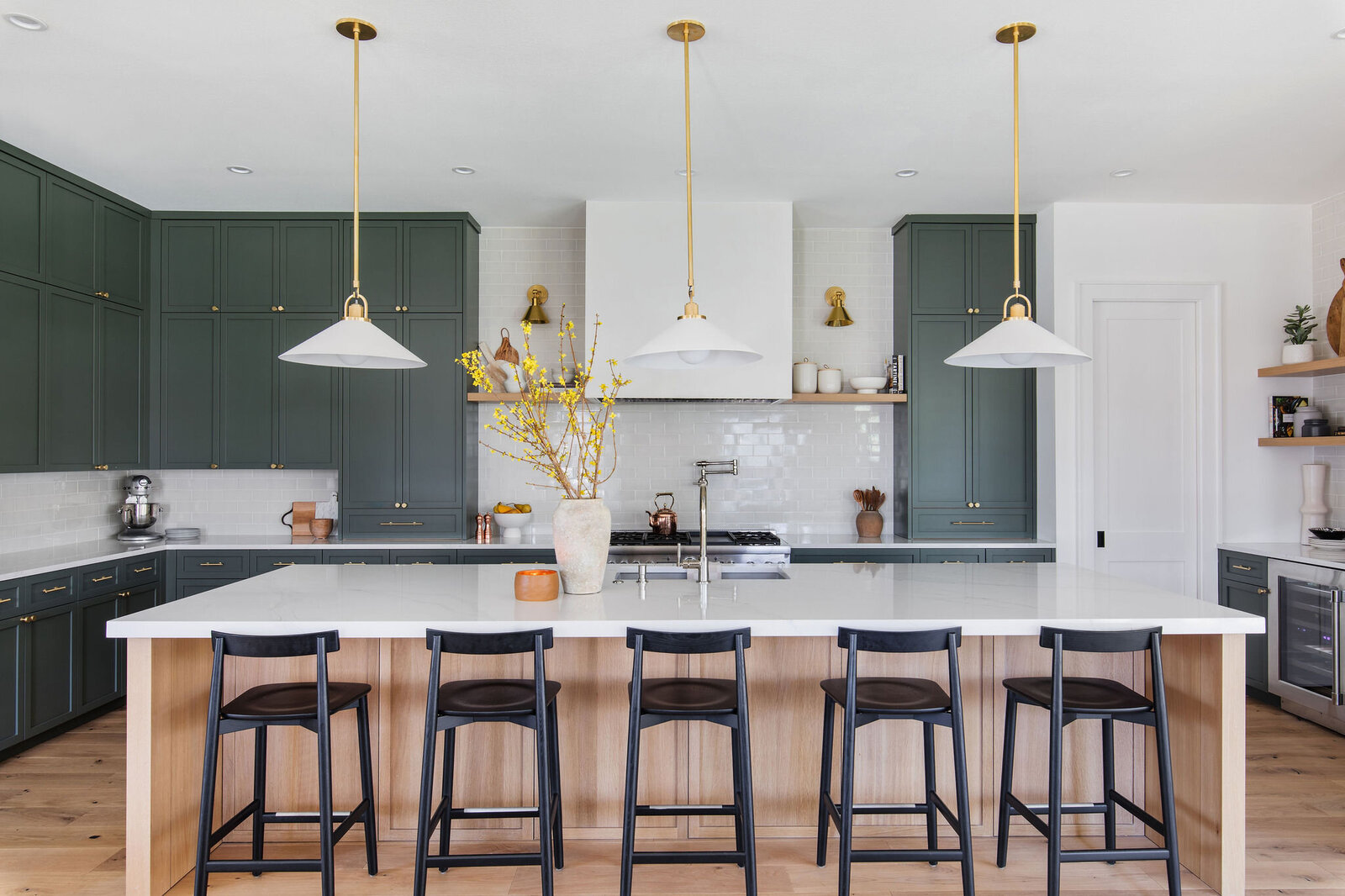 Green Kitchen and Wood Island_Nuela+Designs