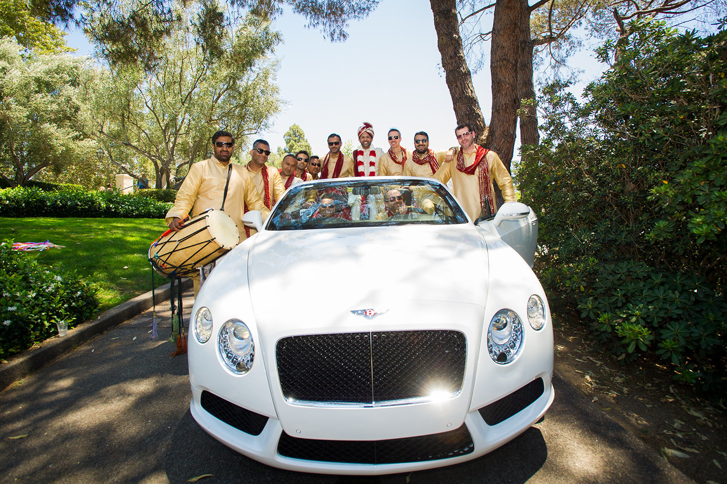 Baraat in style | Indian Groom and Groomsmen with a Bentley for their Baraat