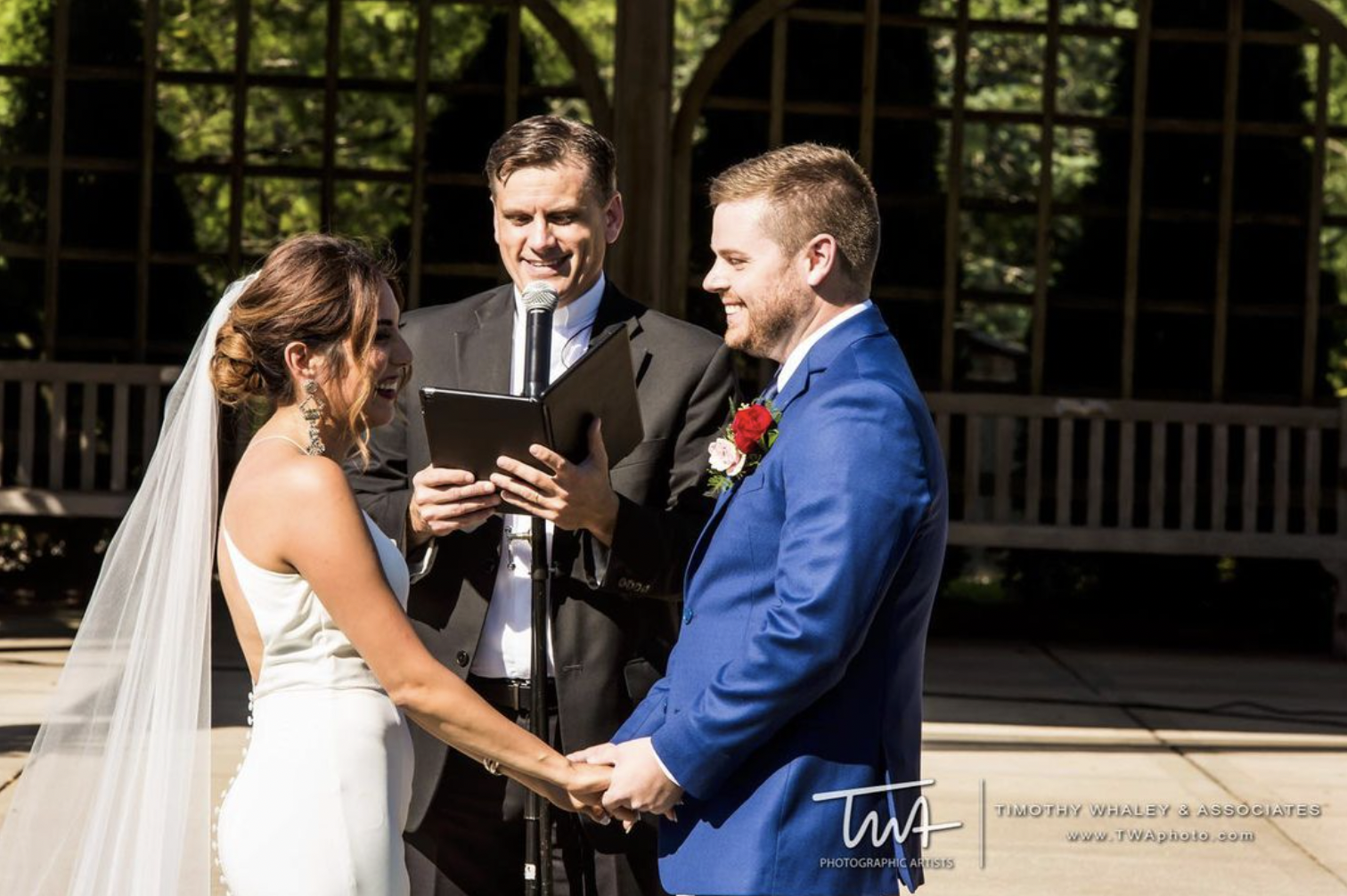 Bride and groom take their wedding vows