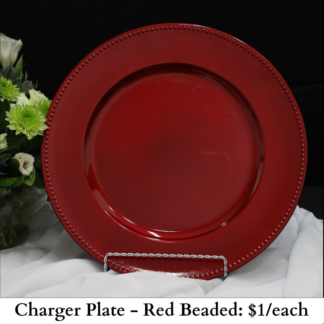 Charger Plate-Red Beaded-246