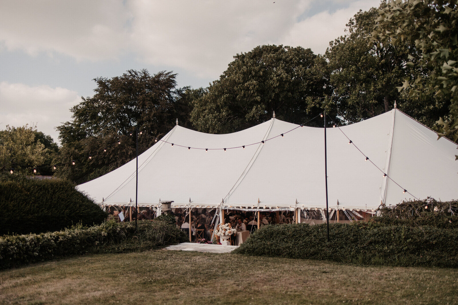 Tented wedding reception at Came House Manor