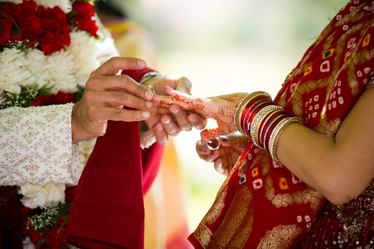 Ring exchange close up during an Indian wedding cereomony