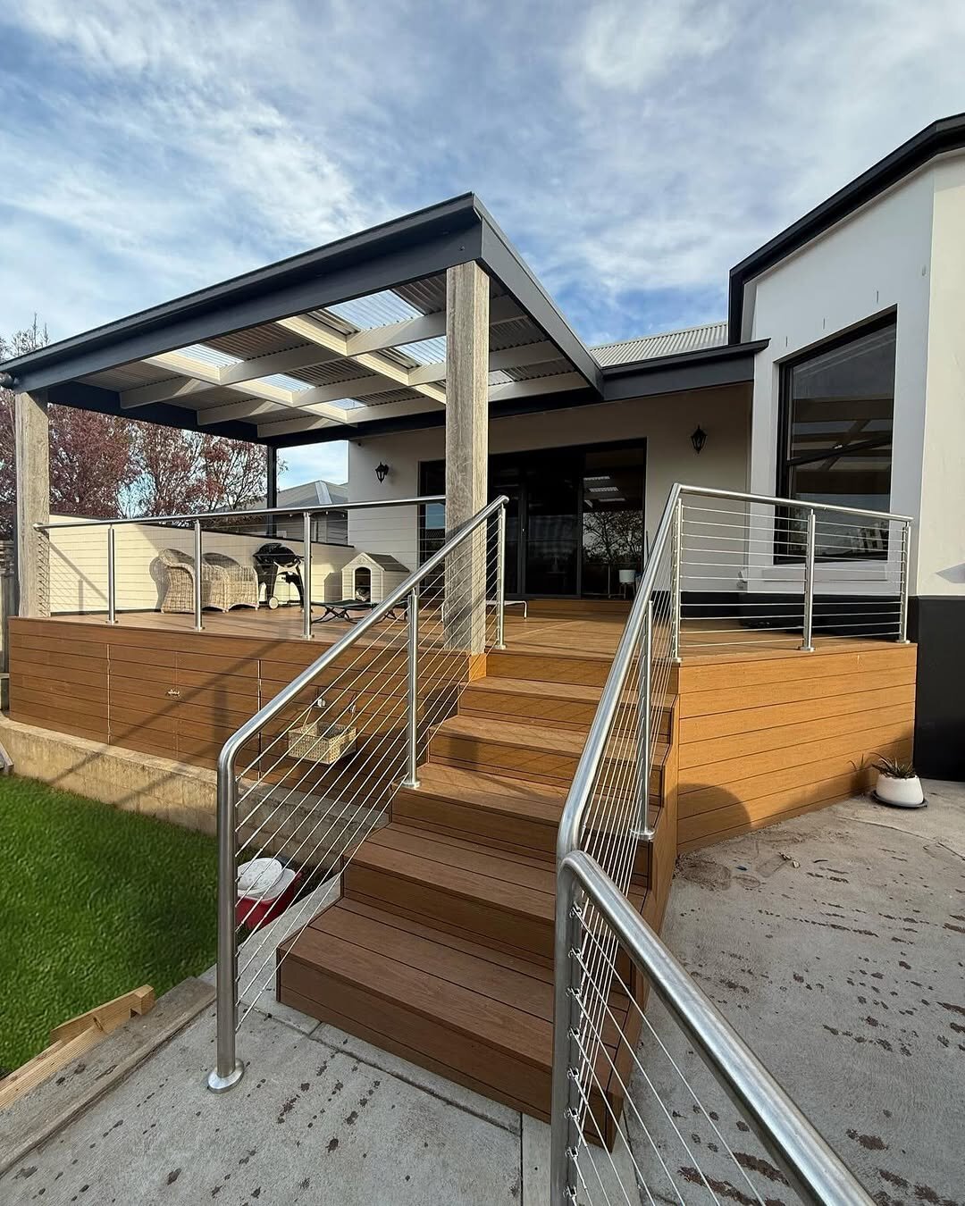 Completed outdoor entertaining space by AR Construction in South West VIC