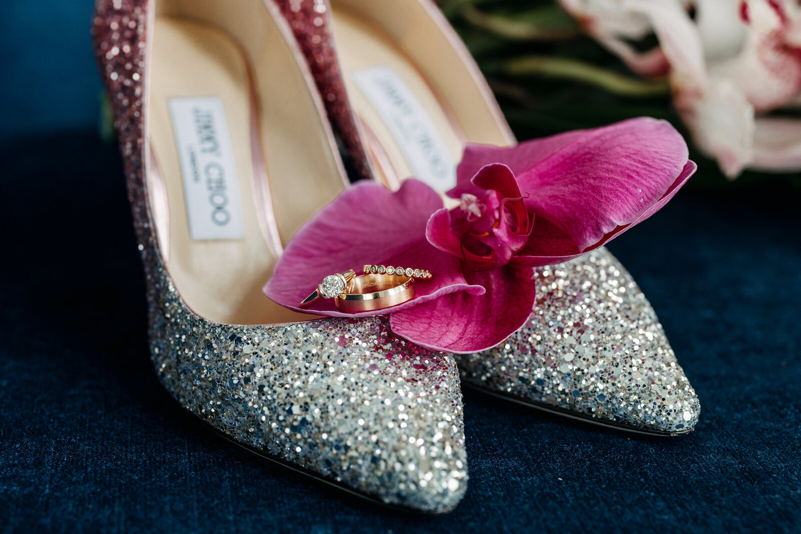 jimmy choo glitter shoes with wedding rings