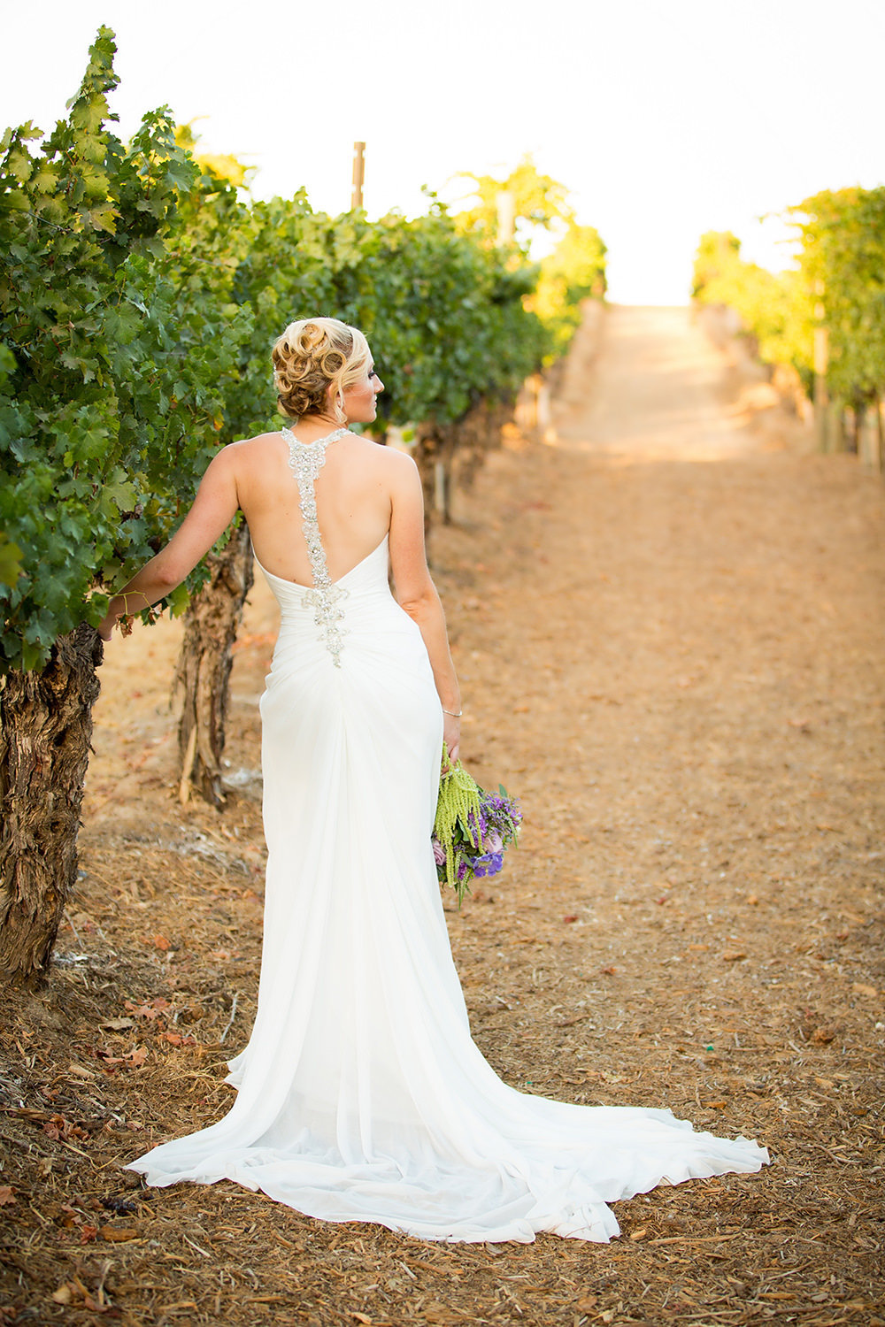 bride in the open vineyard