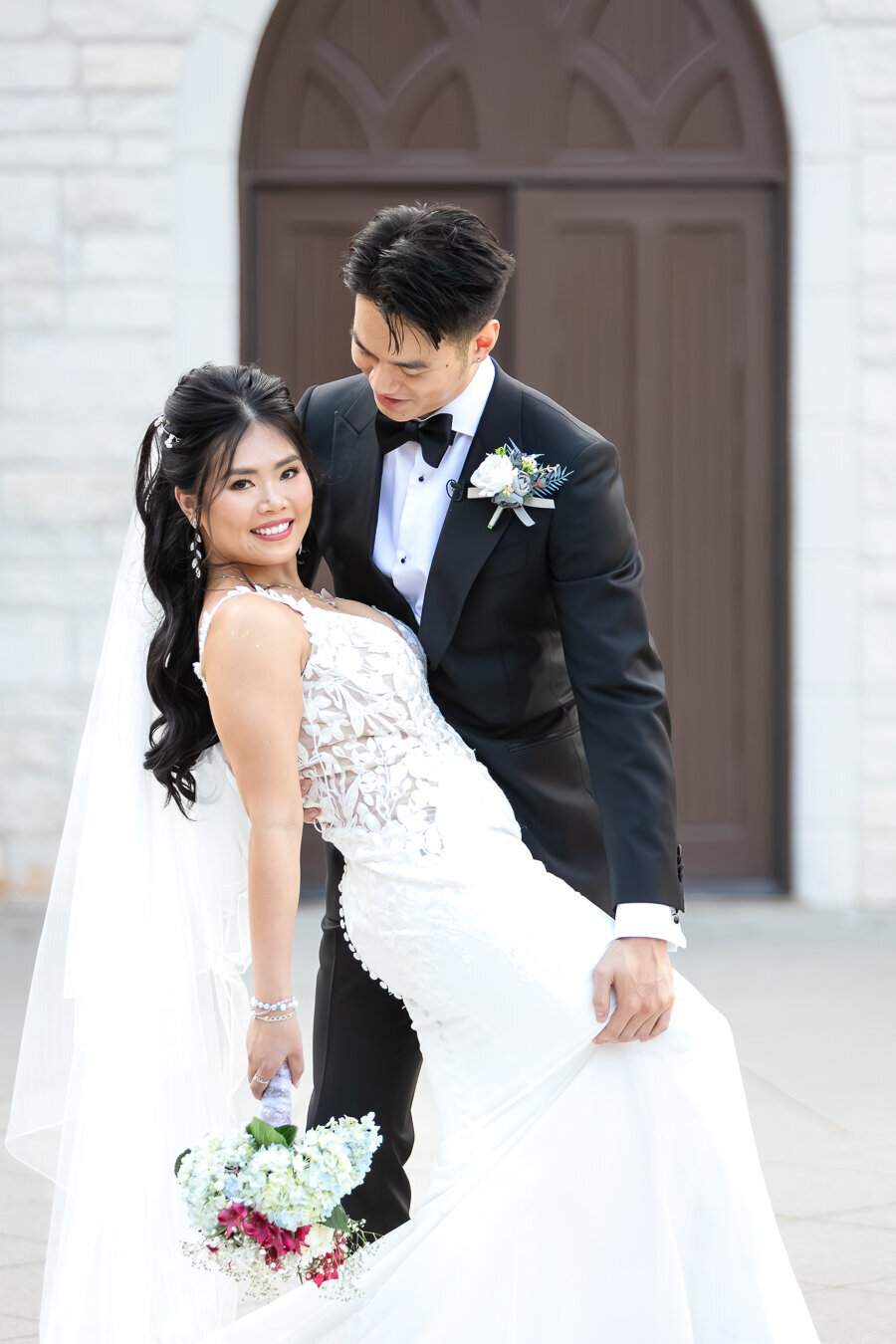 Intimate outdoor couple portrait at Ashton Gardens during wedding day in Georgia