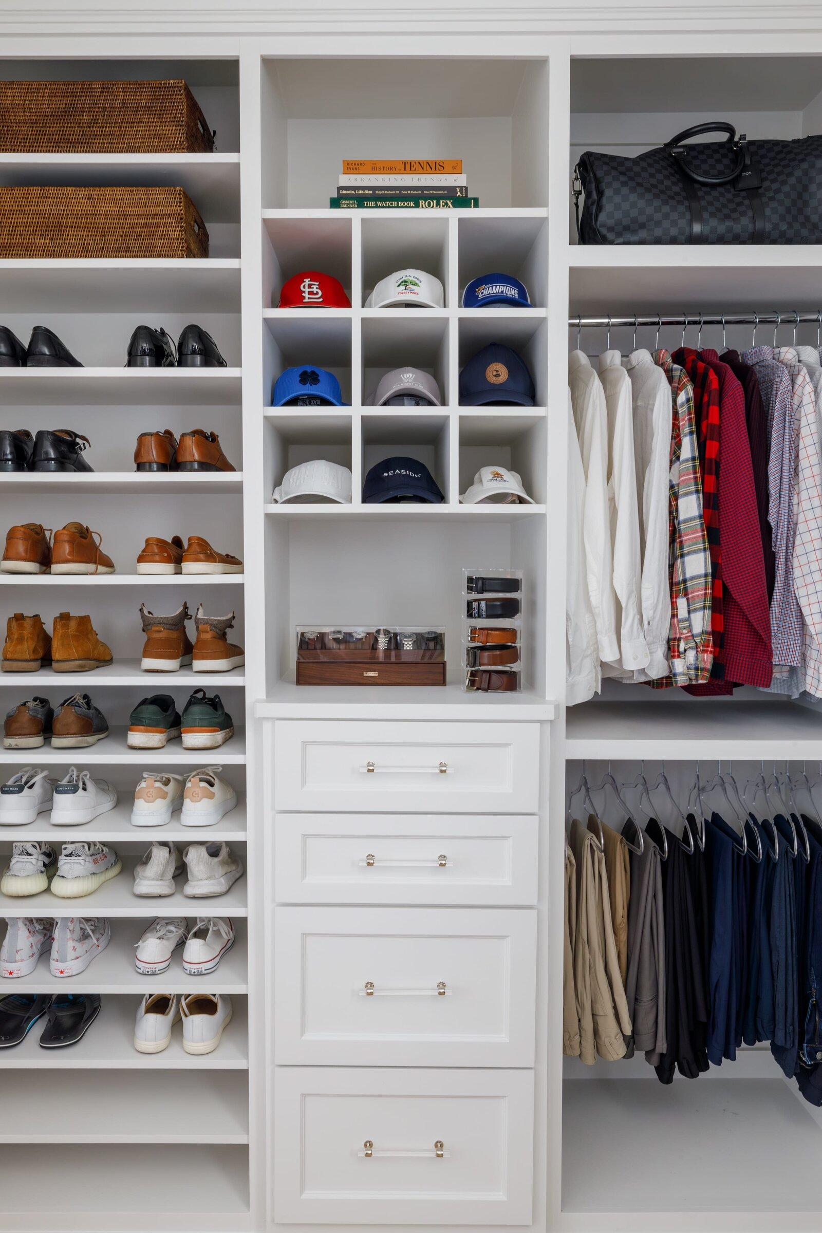 vision and hammer mens closet with shoes and hats