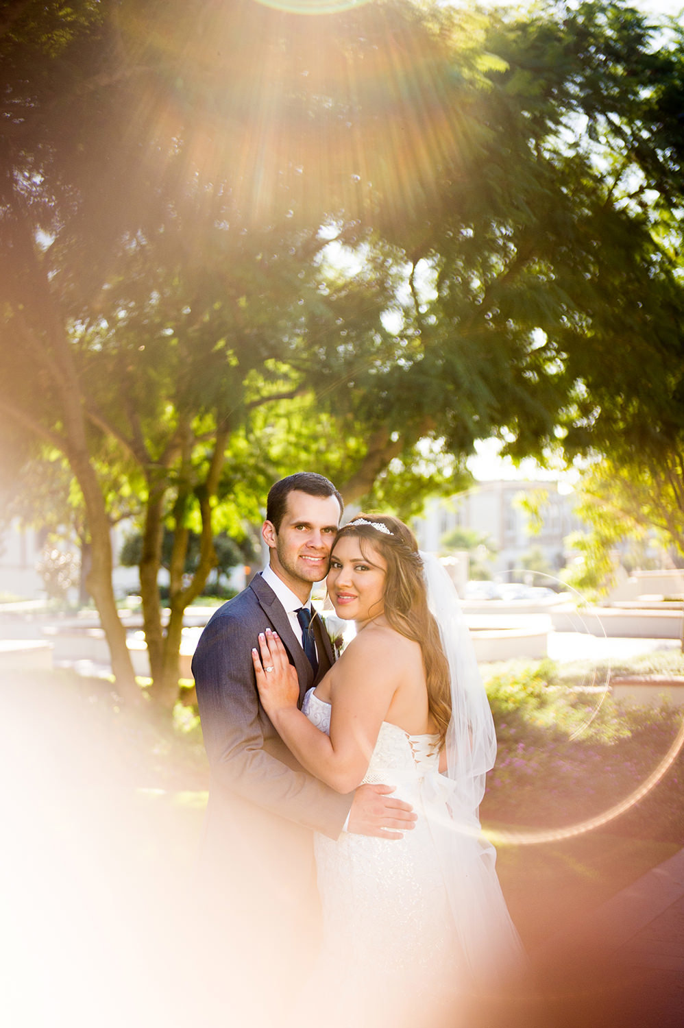 stunning image of bride and groom at immaculata