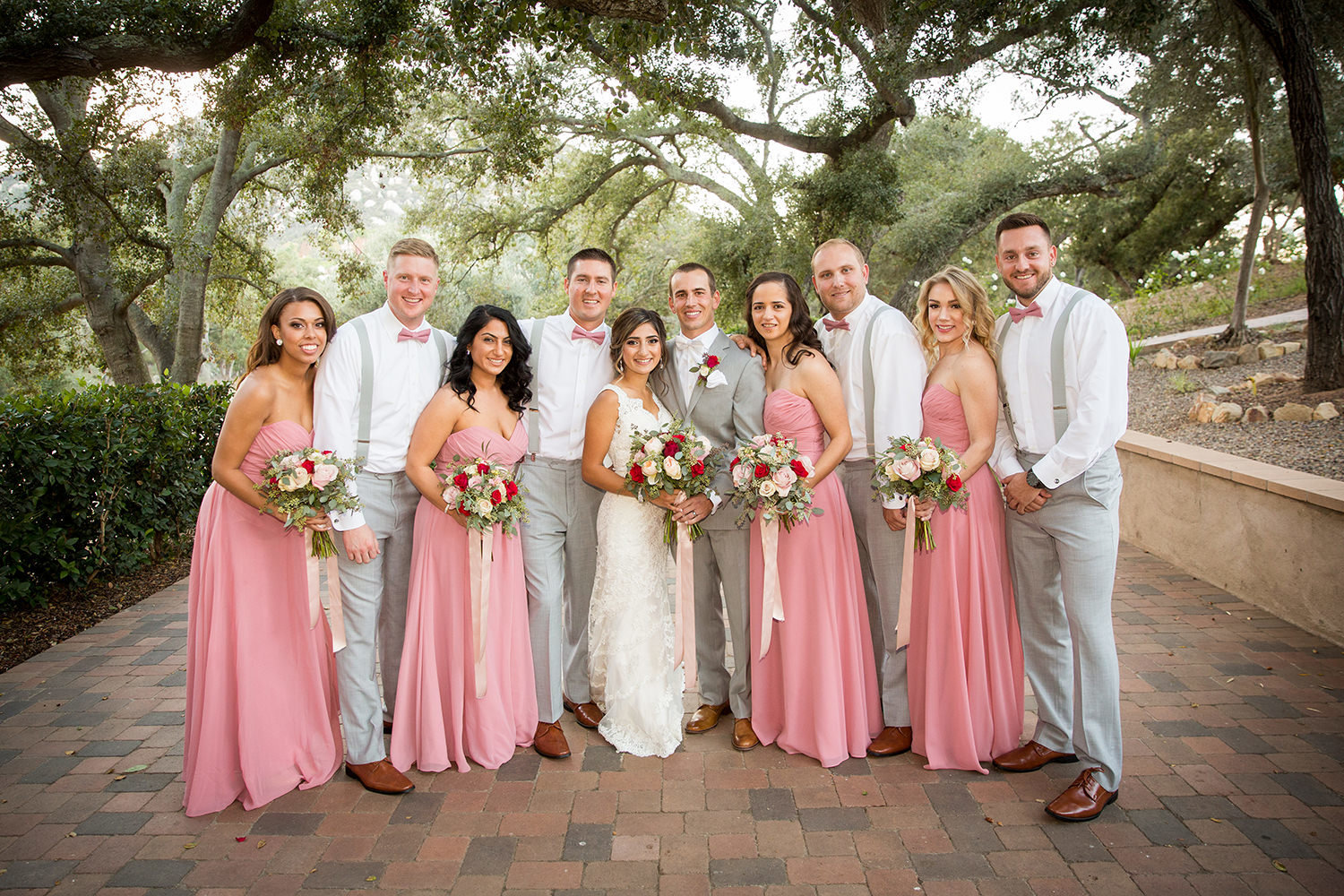bridal party pink dresses