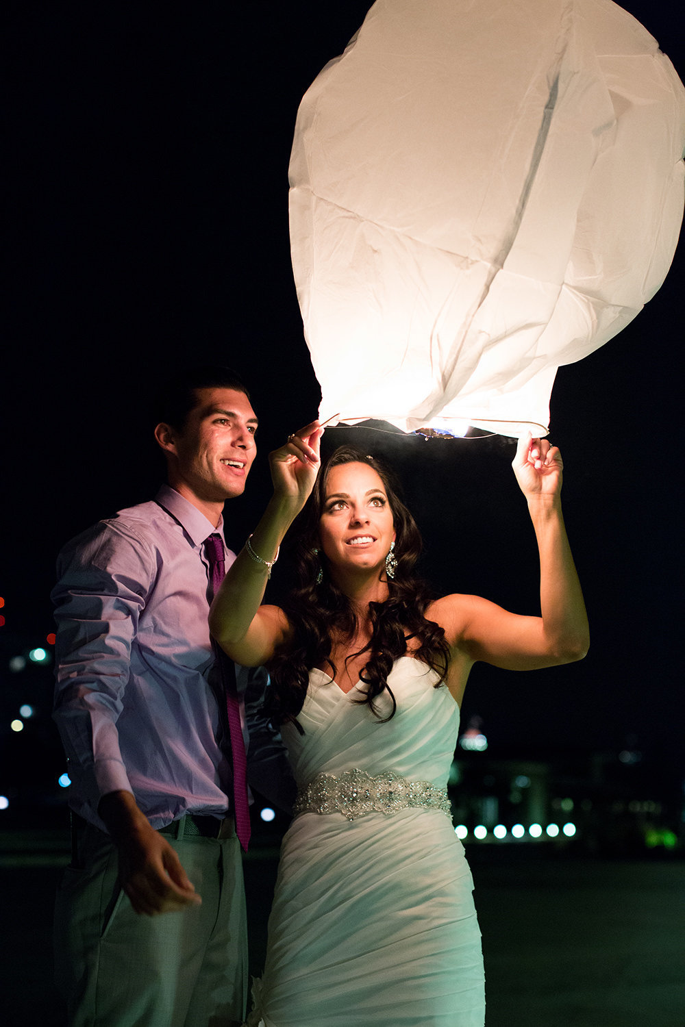 bride and groom cool night image