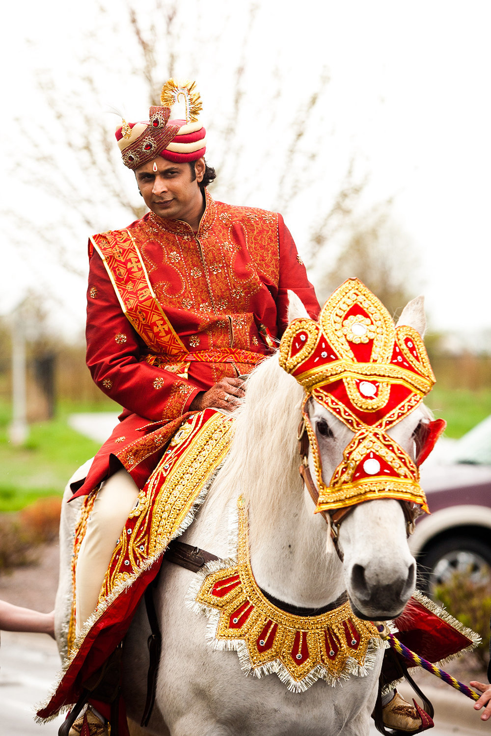 Traditional Hindu Baraat Ceremony with Groom on Horse
