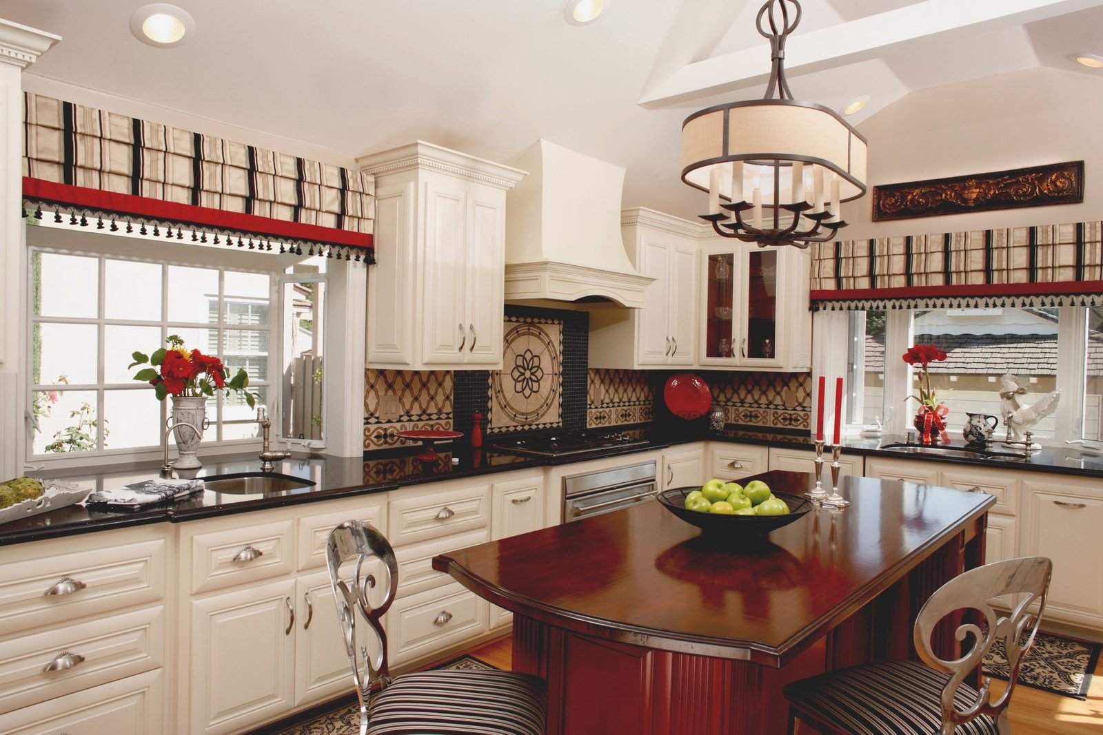 White, Black  Red Kitchen Design