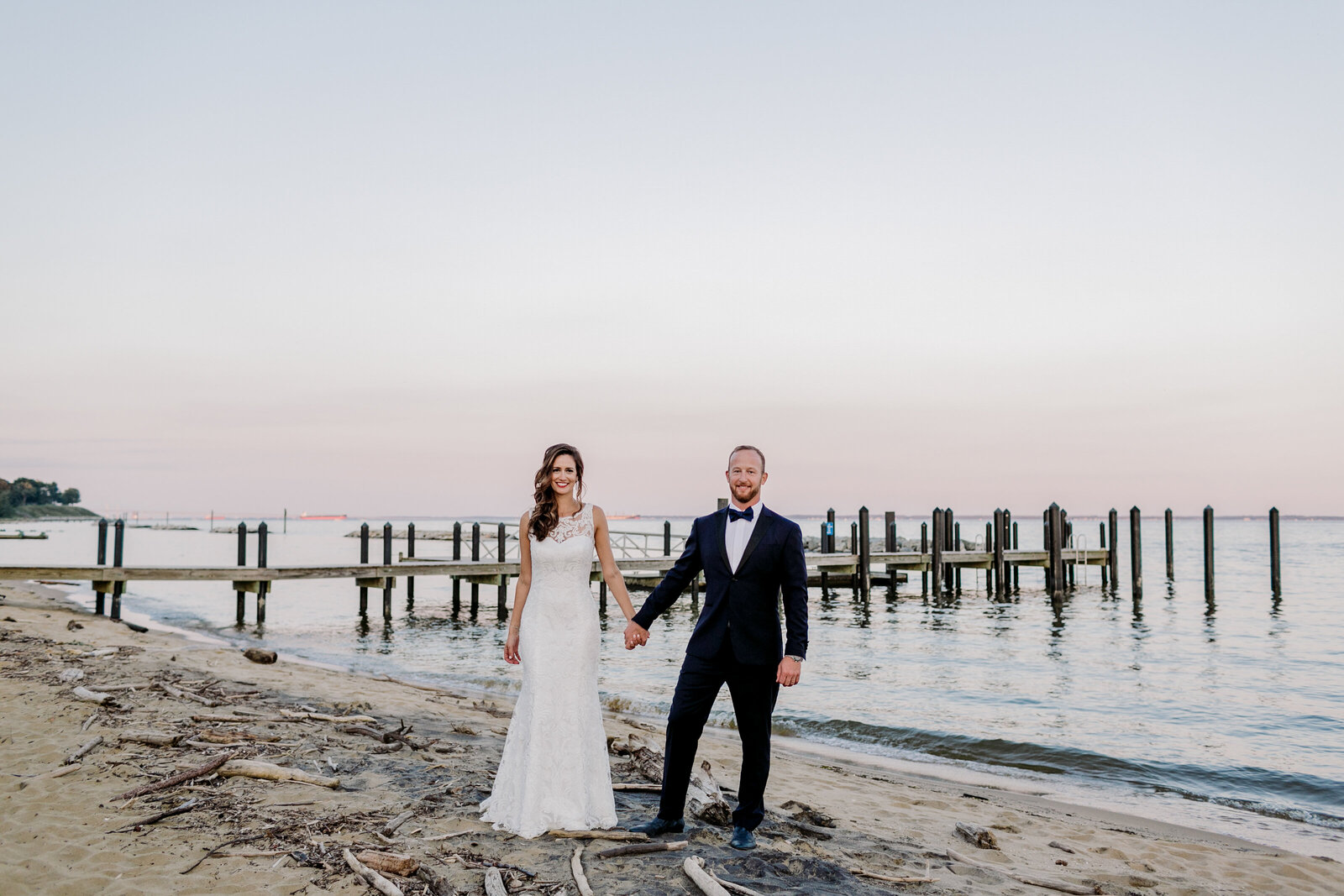 bride and groom maryland beach