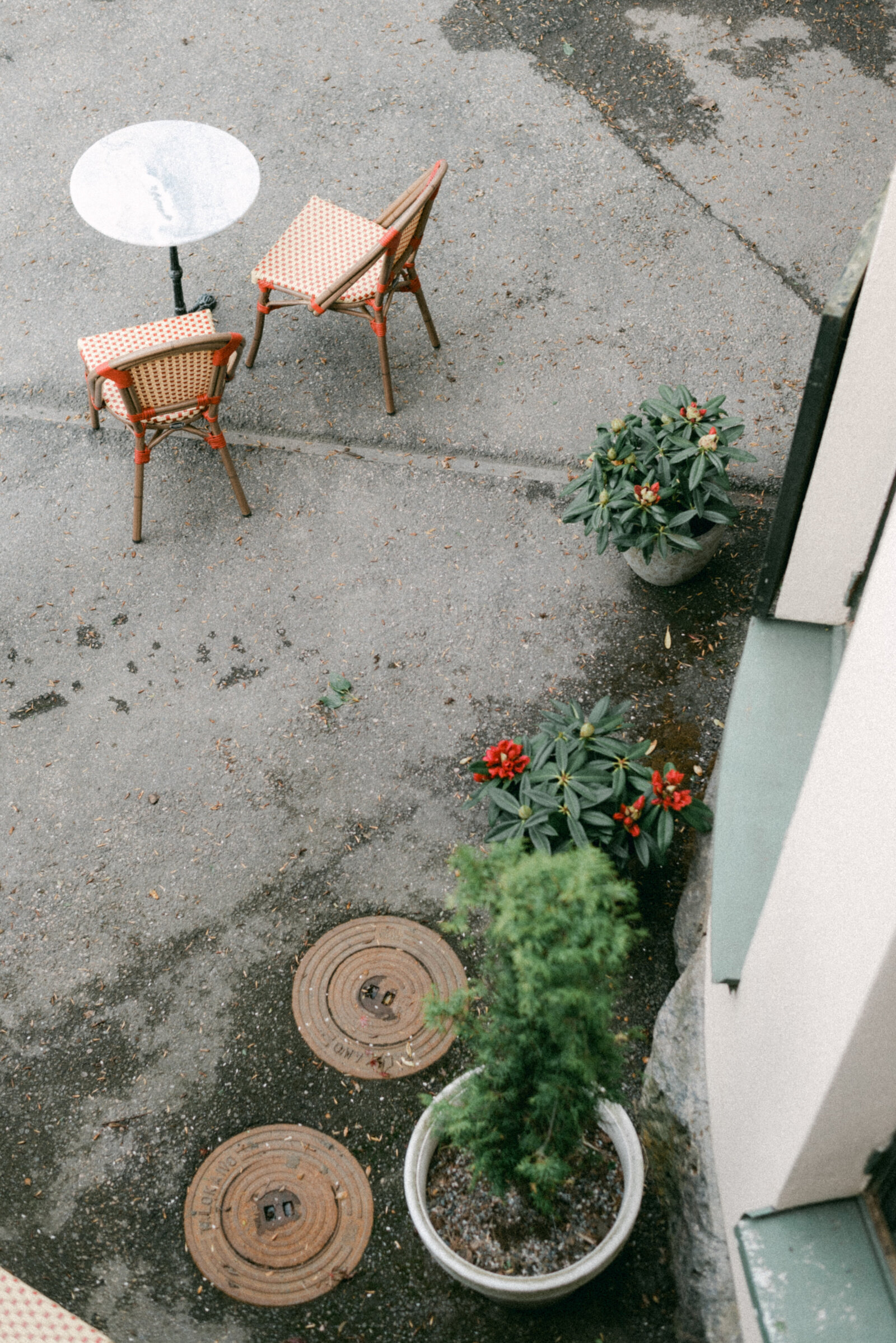 An image of a terrace in Helsinki photographed form above.