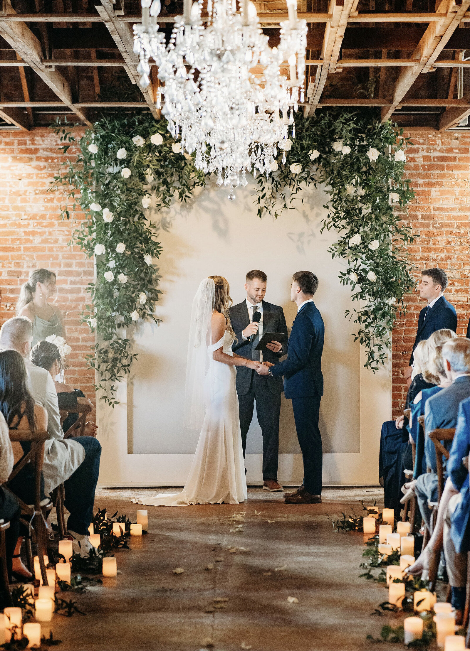 Romantic indoor wedding ceremony at the St Vrain, wedding venue near Denver