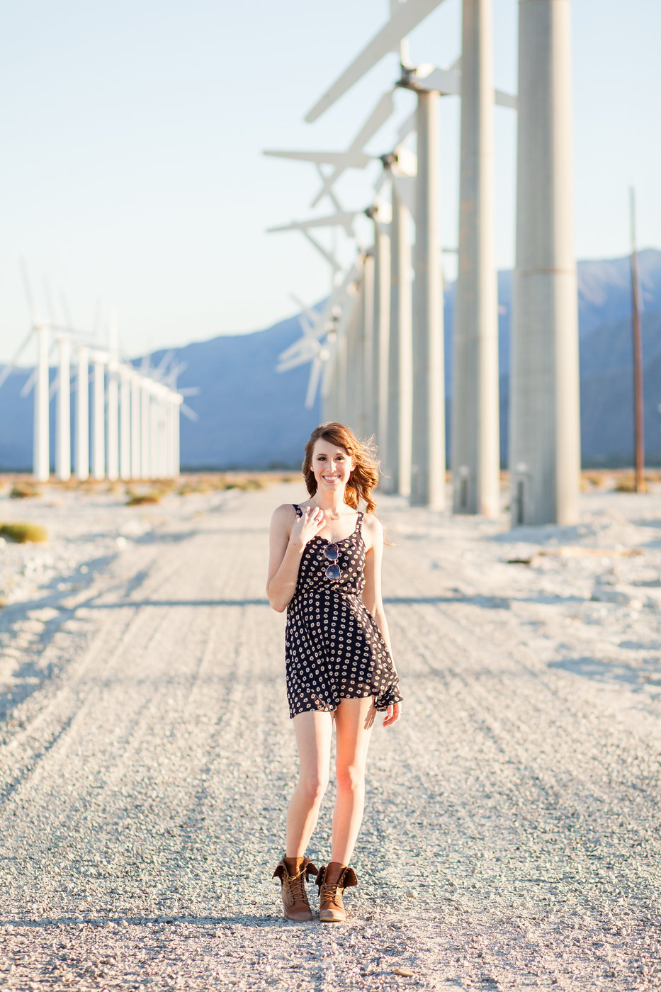 Palm Desert CA High School senior girl at the windmills