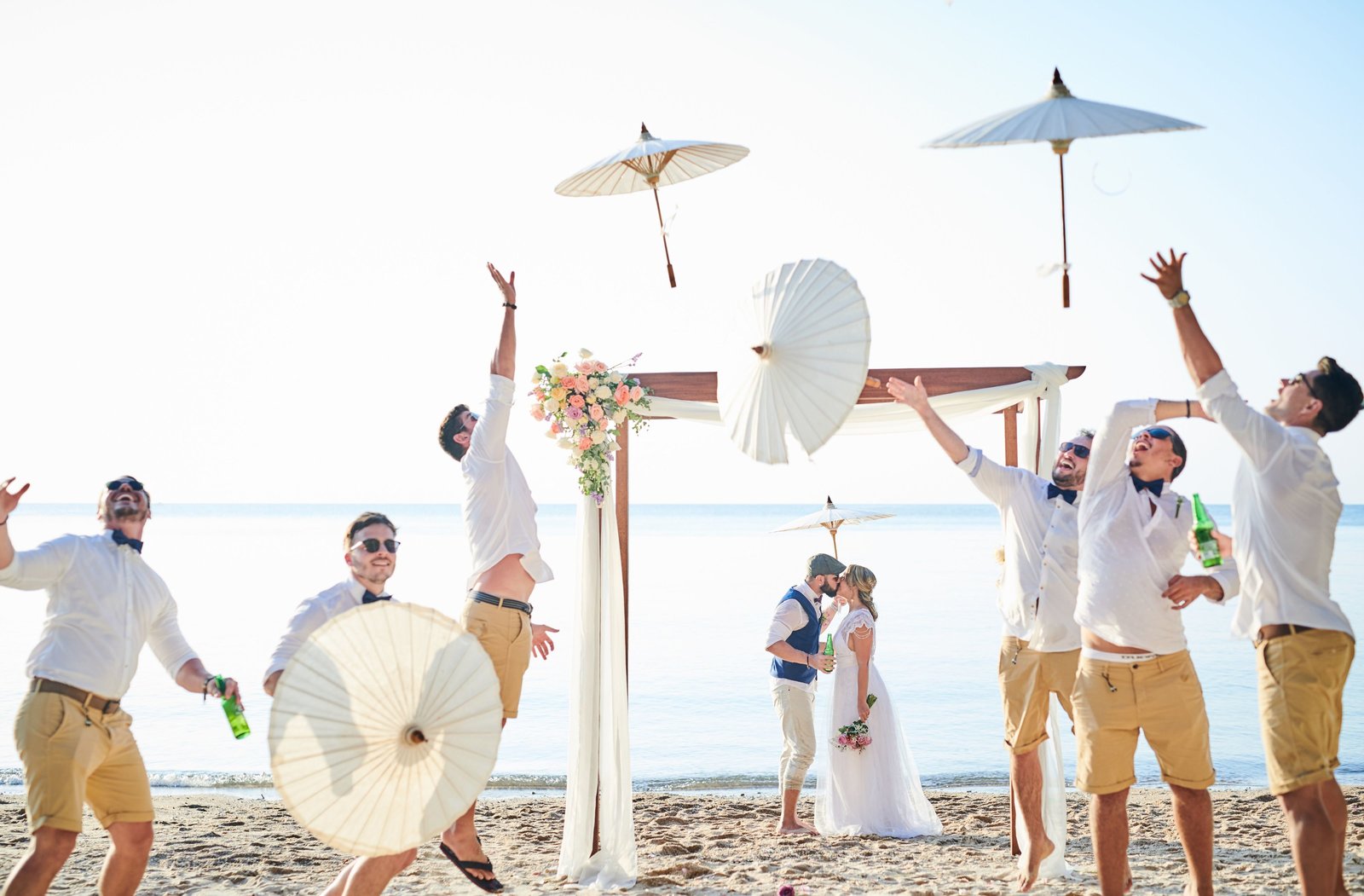 Wedding Ceremony with parasols
