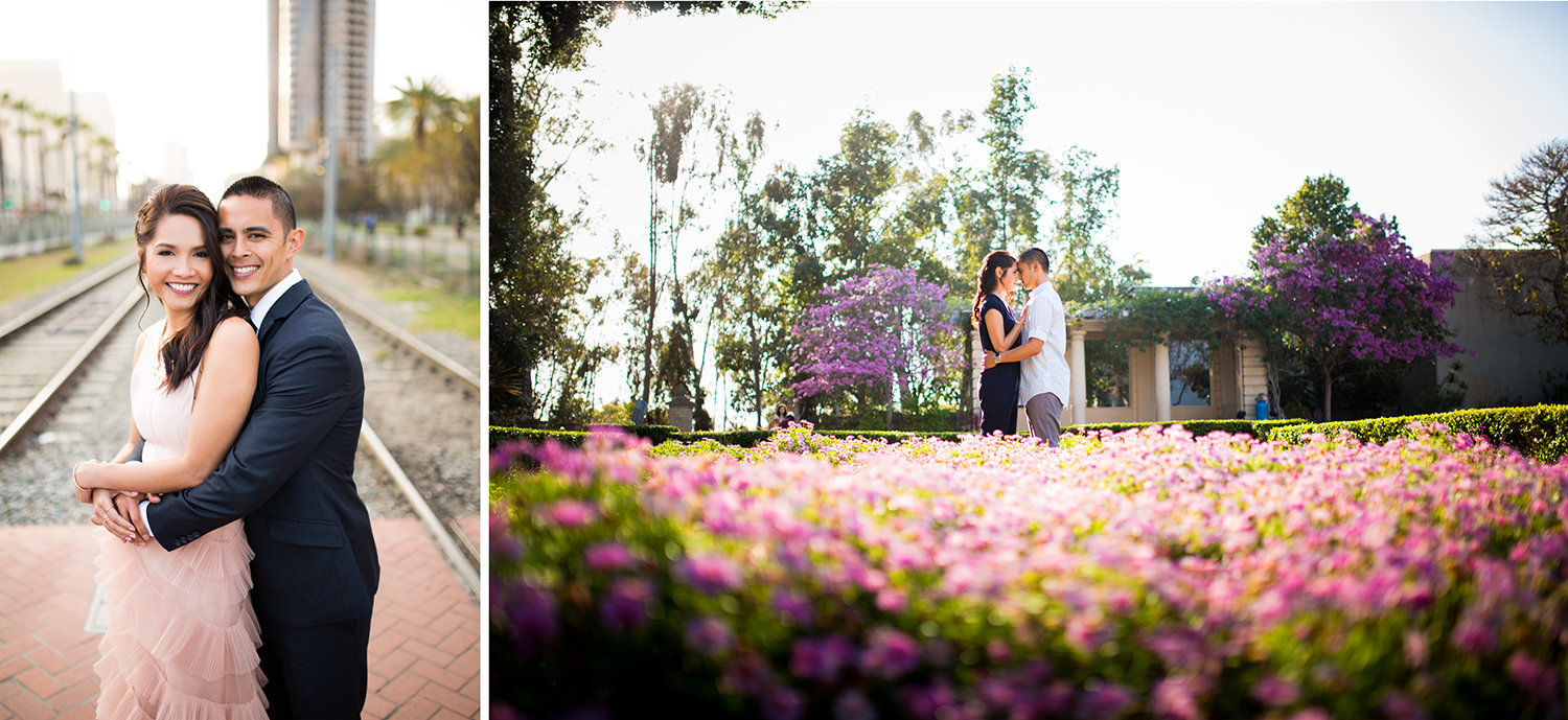 Balboa Park engagement photos wild flower fields