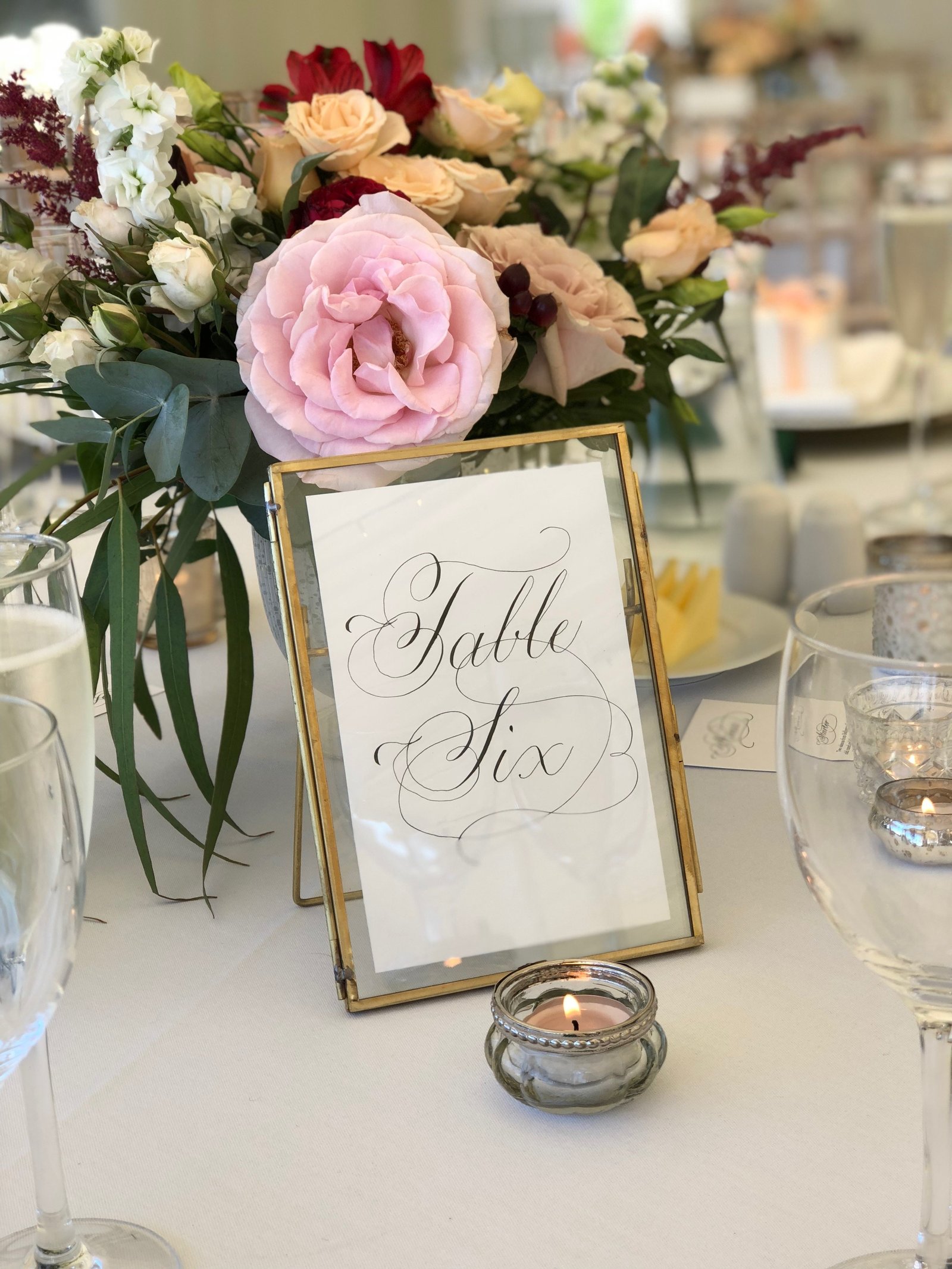 Black Copperplate calligraphy signs for Scottish wedding