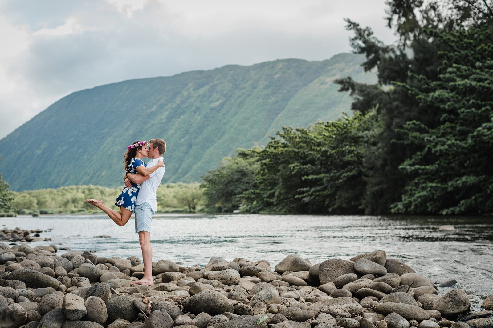 couple who just got engaged in Waipio Valley
