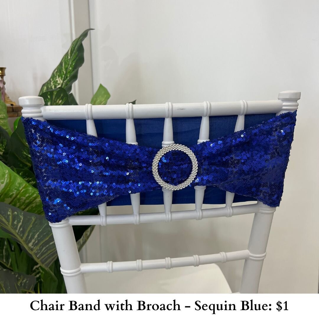 Chair Band with Broach-Sequin Blue-220