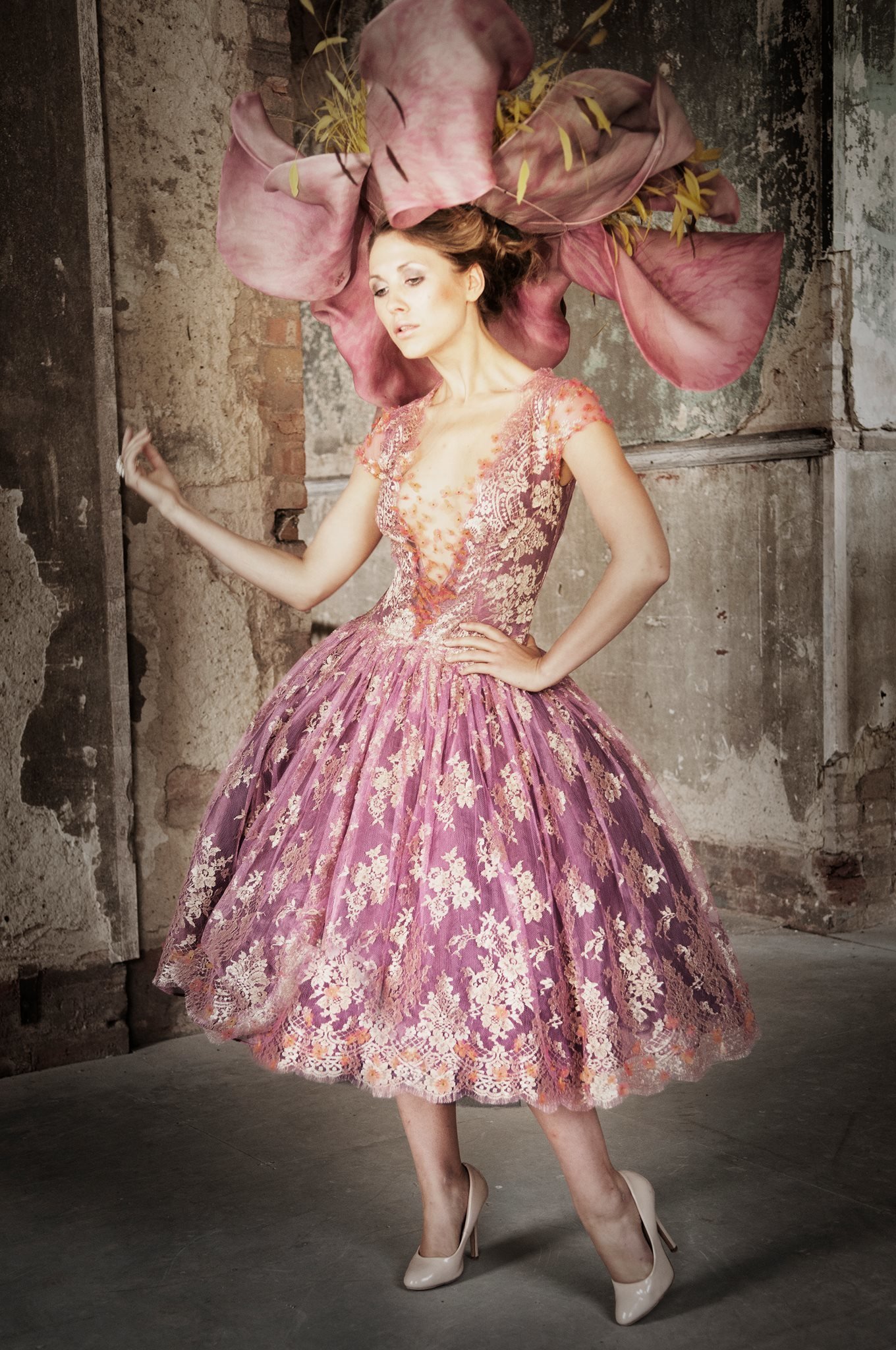 Svetlana_pink_gold_lace_tealength_cocktail_part_dress_JoanneFlemingDesign_BruceSmithPhoto (2)