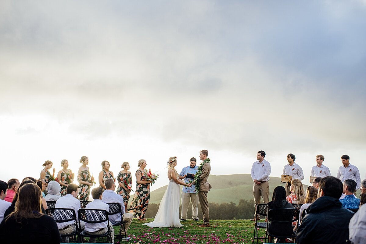 a wedding ceremony with oceans views in the Kohala hills