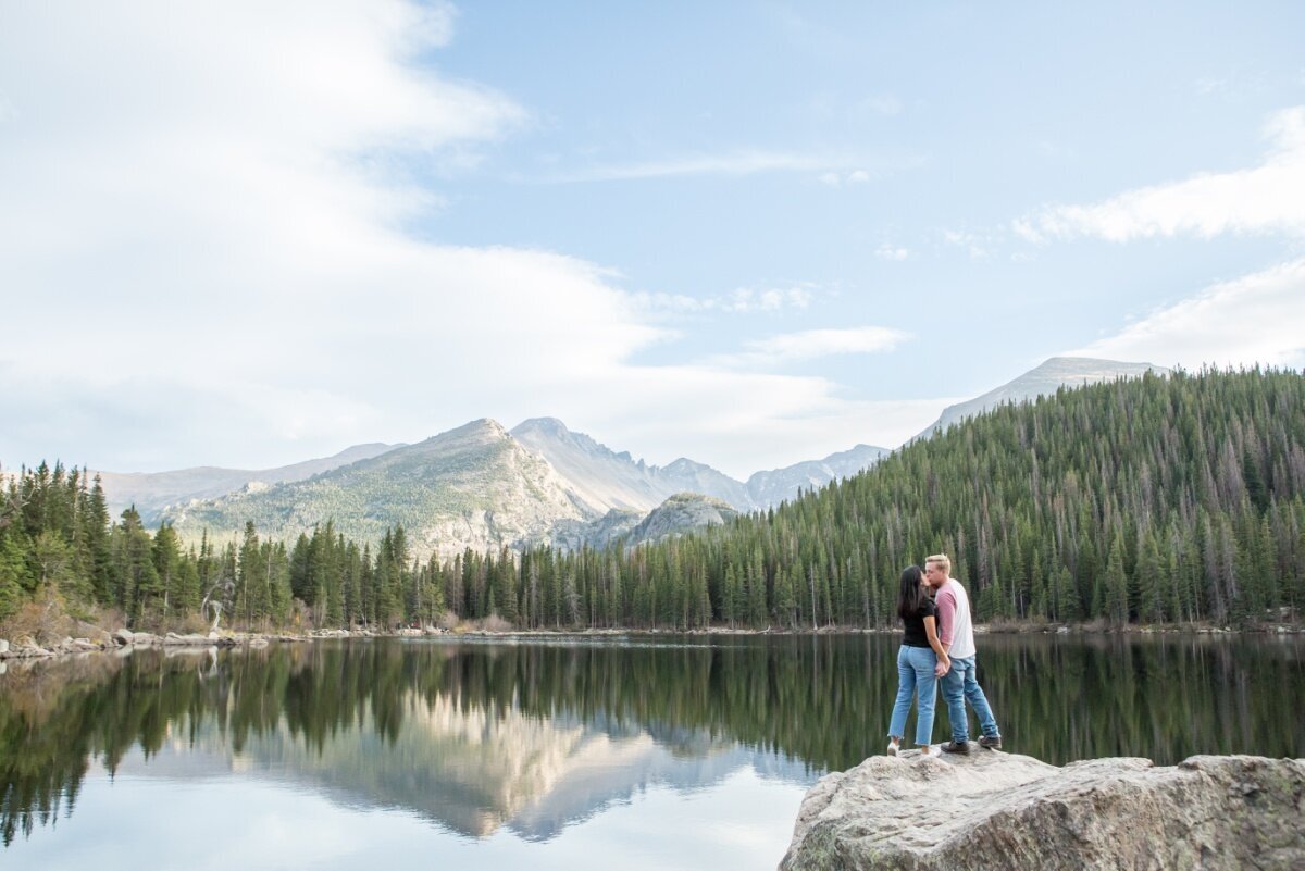 Engagement photography in Rocky Mountain National Park at Bear Lake