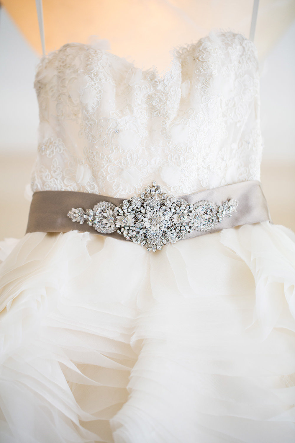 Wedding dress with lace and rhinestones