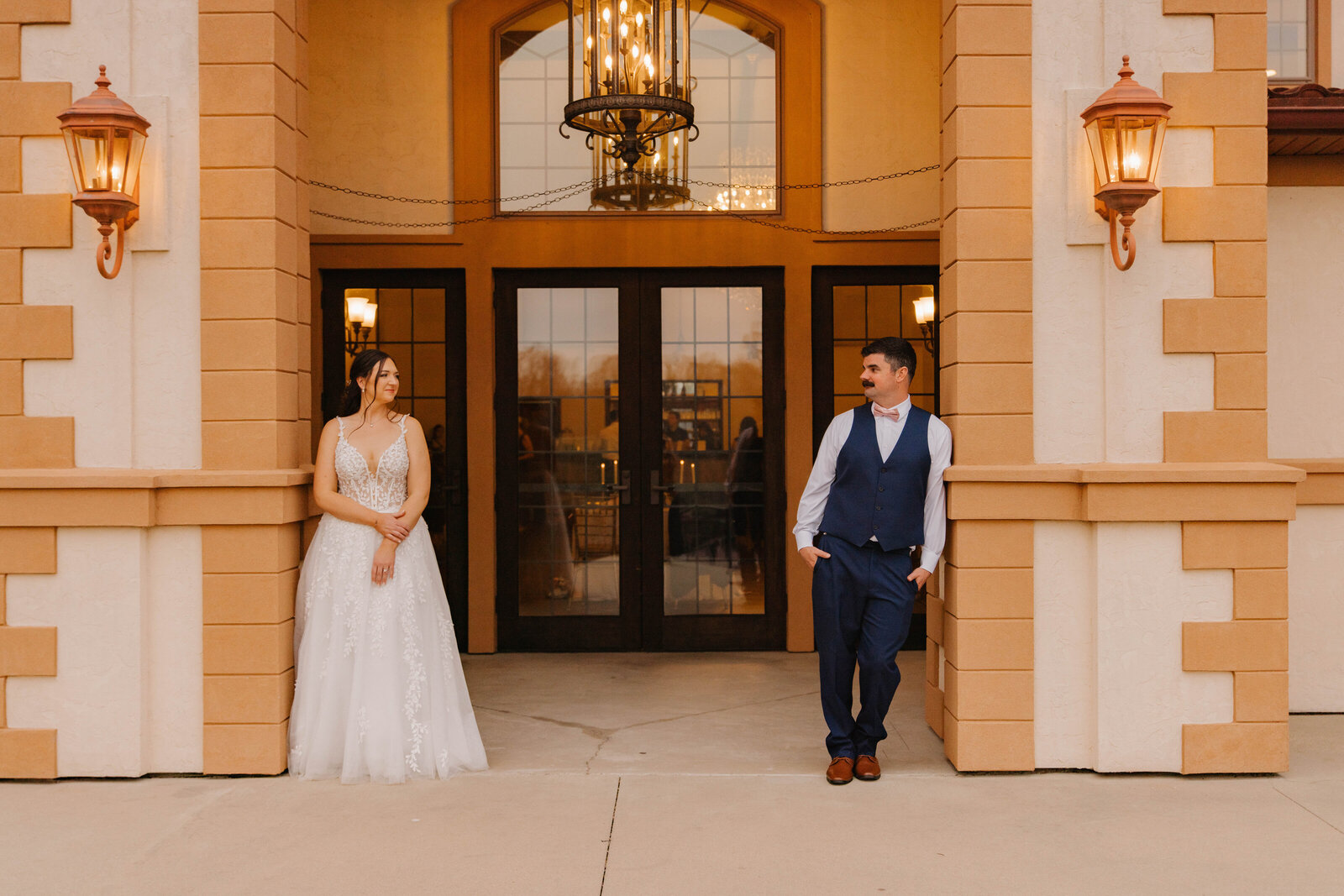Florida garden estate wedding couple first look