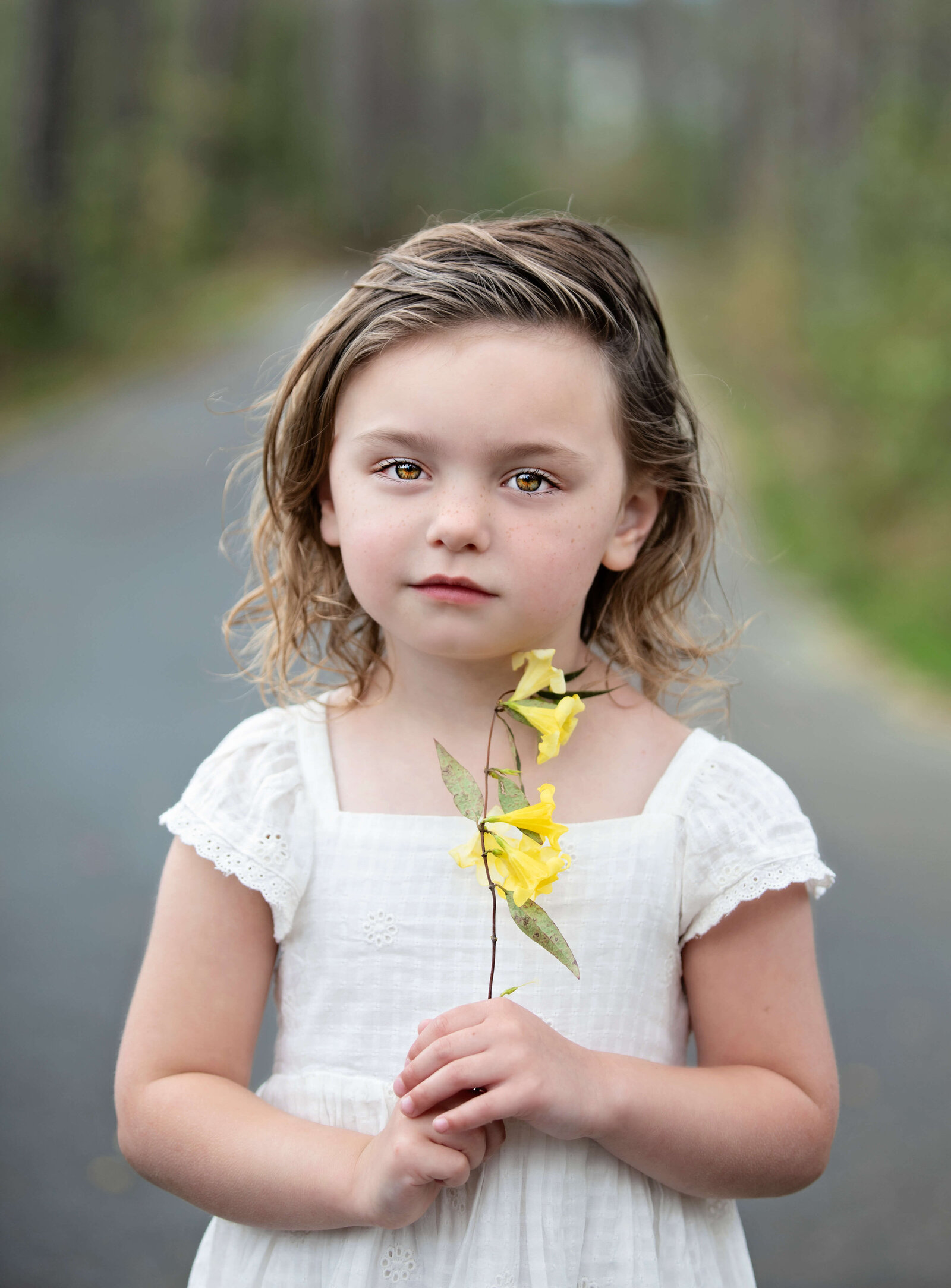 Photo of a little girl holding a flower in Erie Pa