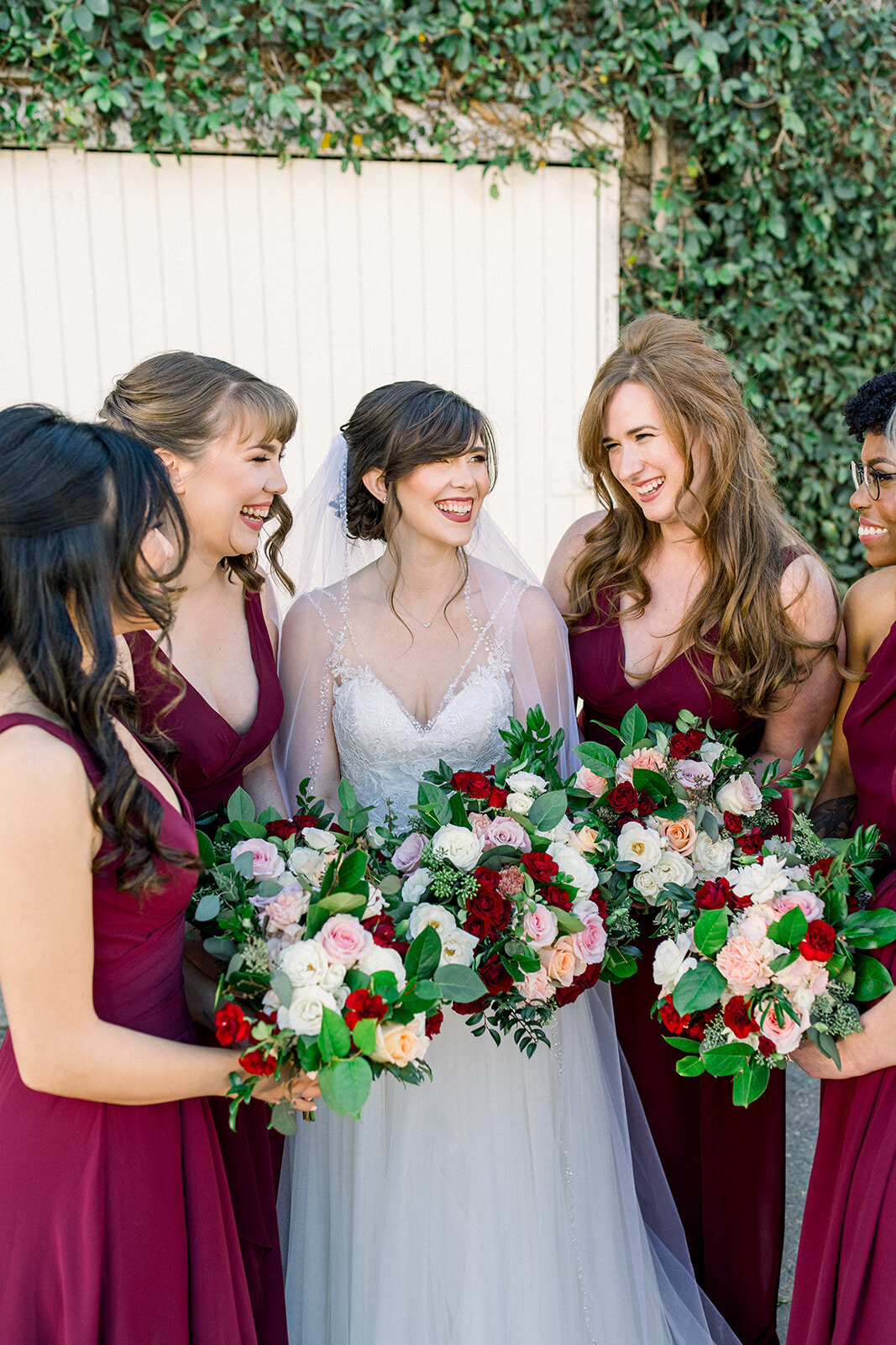 Bride at bridesmaids at Vizcaya in Sacramento, CA