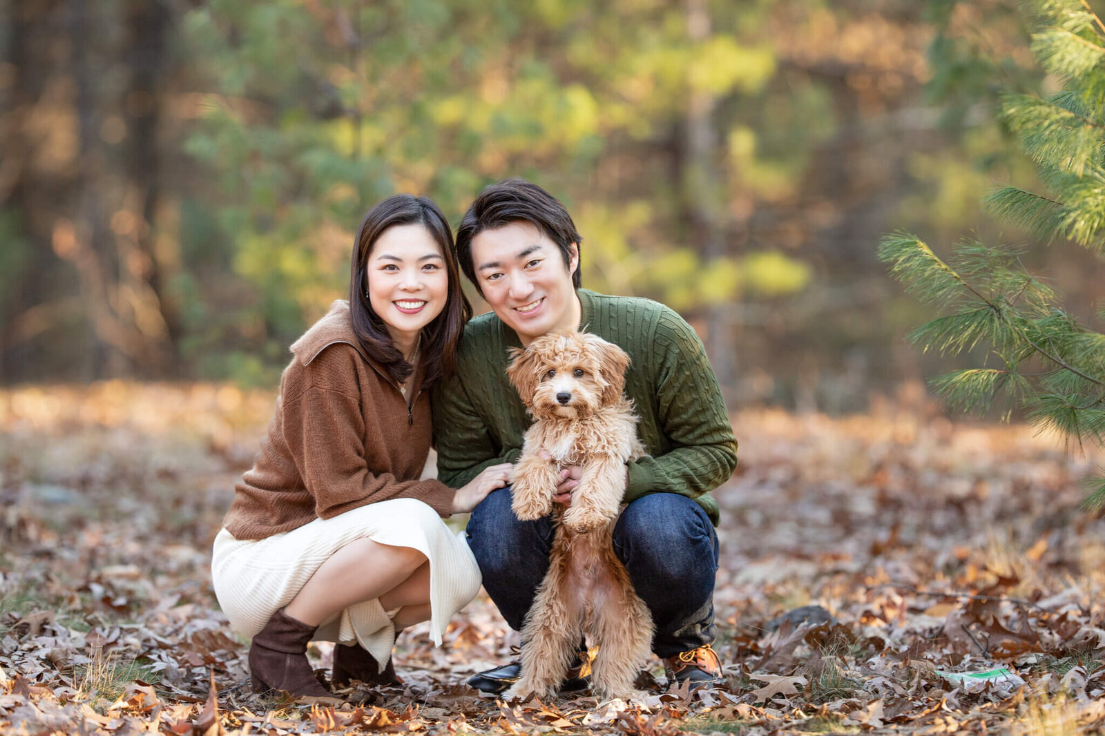 Boston area family with their Golden Doodle puppy puppy