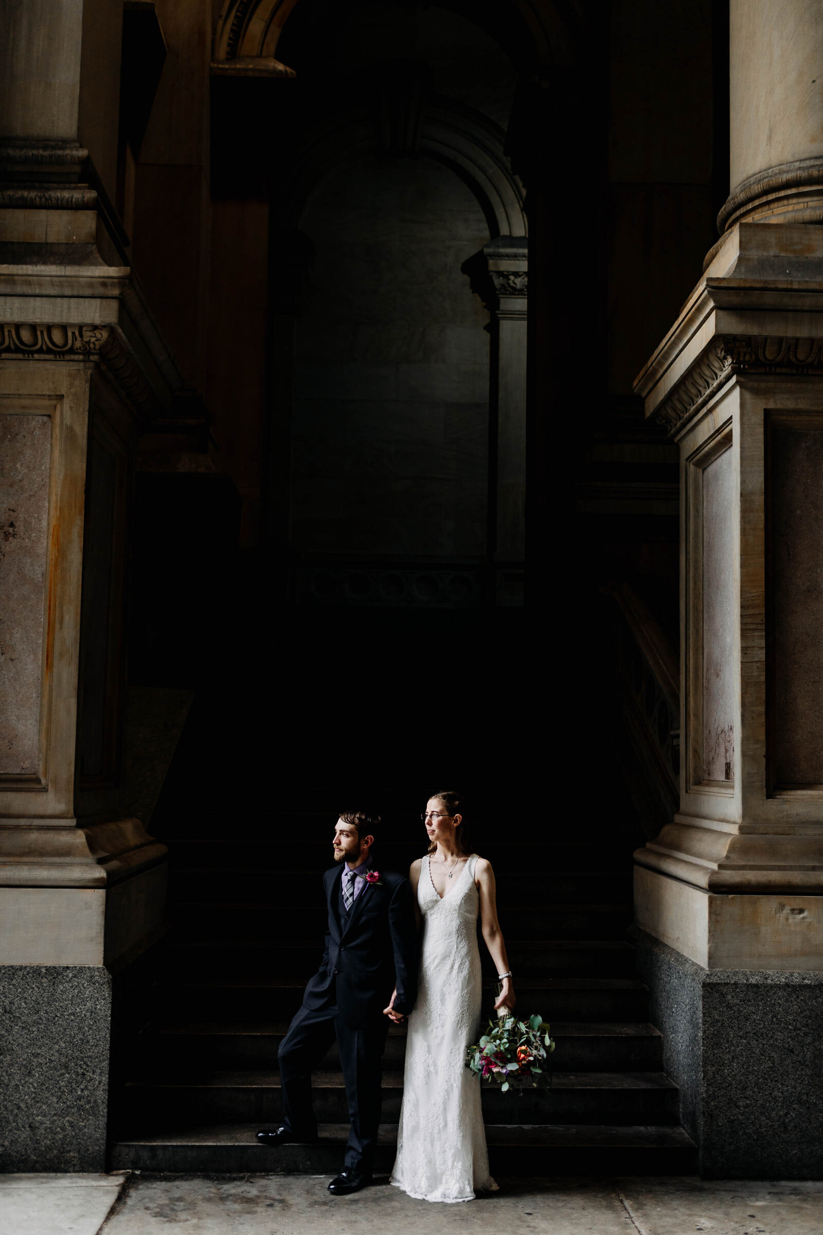 bride and groom at philadelphia city hall