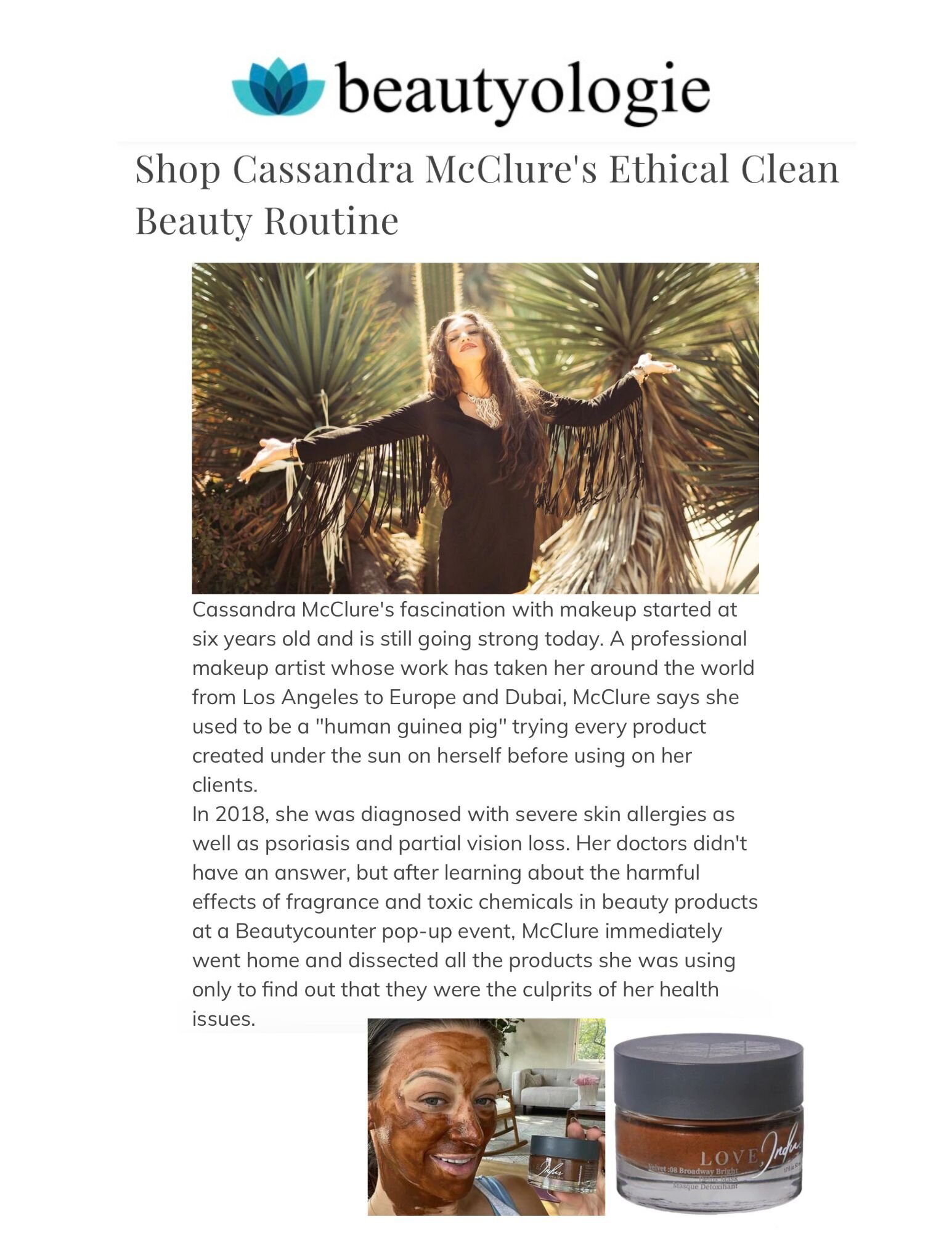 beautyologie article featuring Cassandra McClure on clean beauty routine
