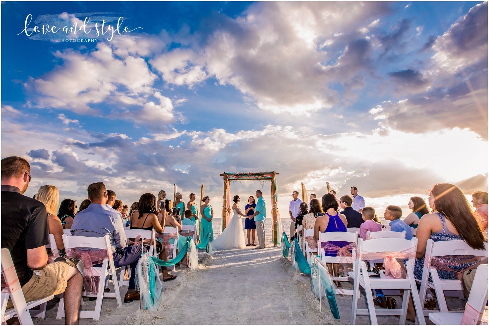Wedding Ceremony at sunset on Siesta Key Beach