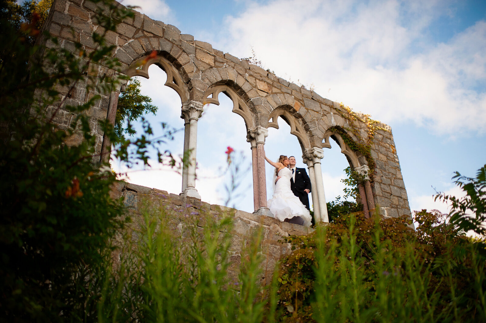 bride and groom at Hammond Castle