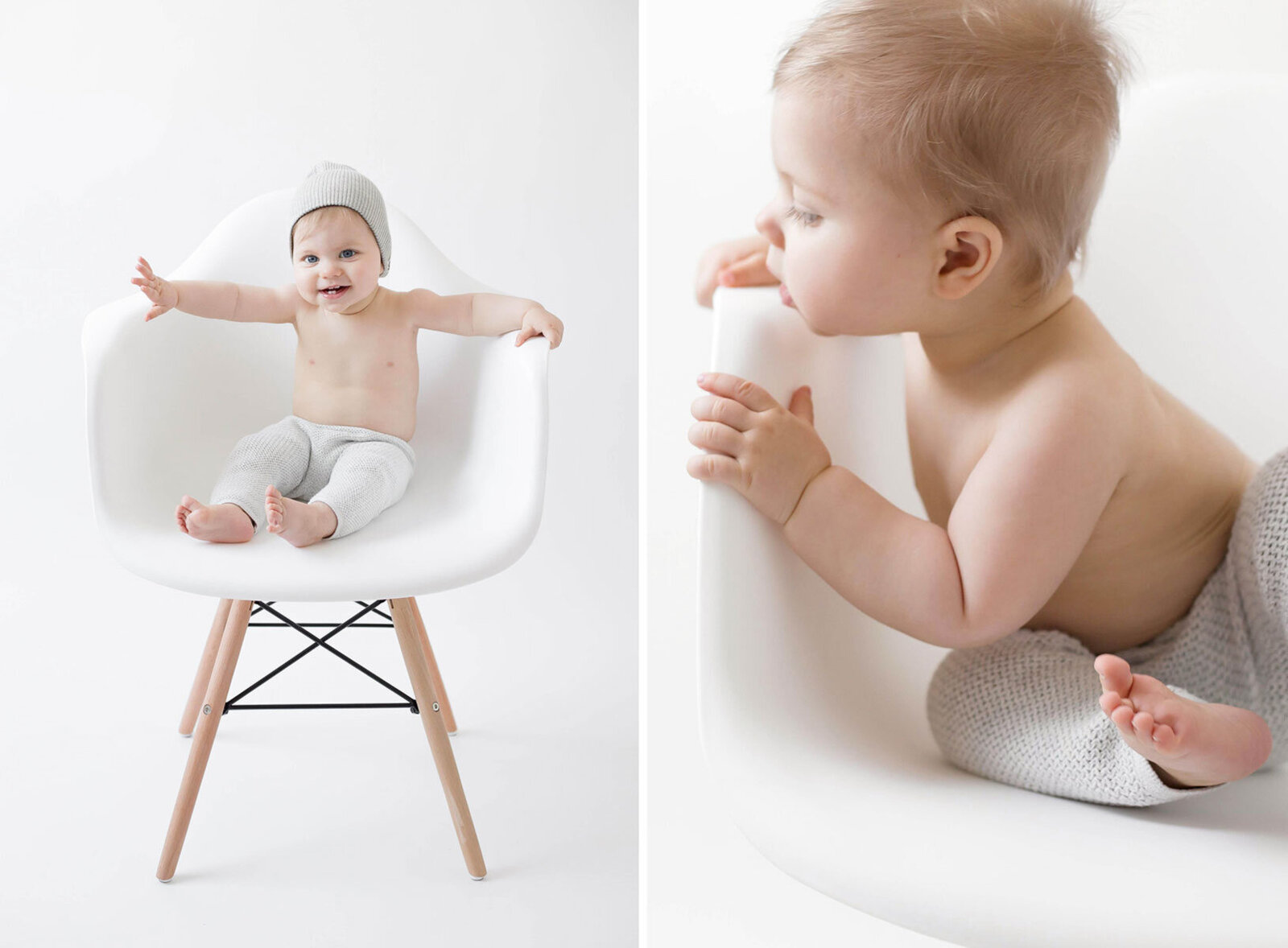 Babyshooting bei Verl. Collage baby auf stuhl sitzend