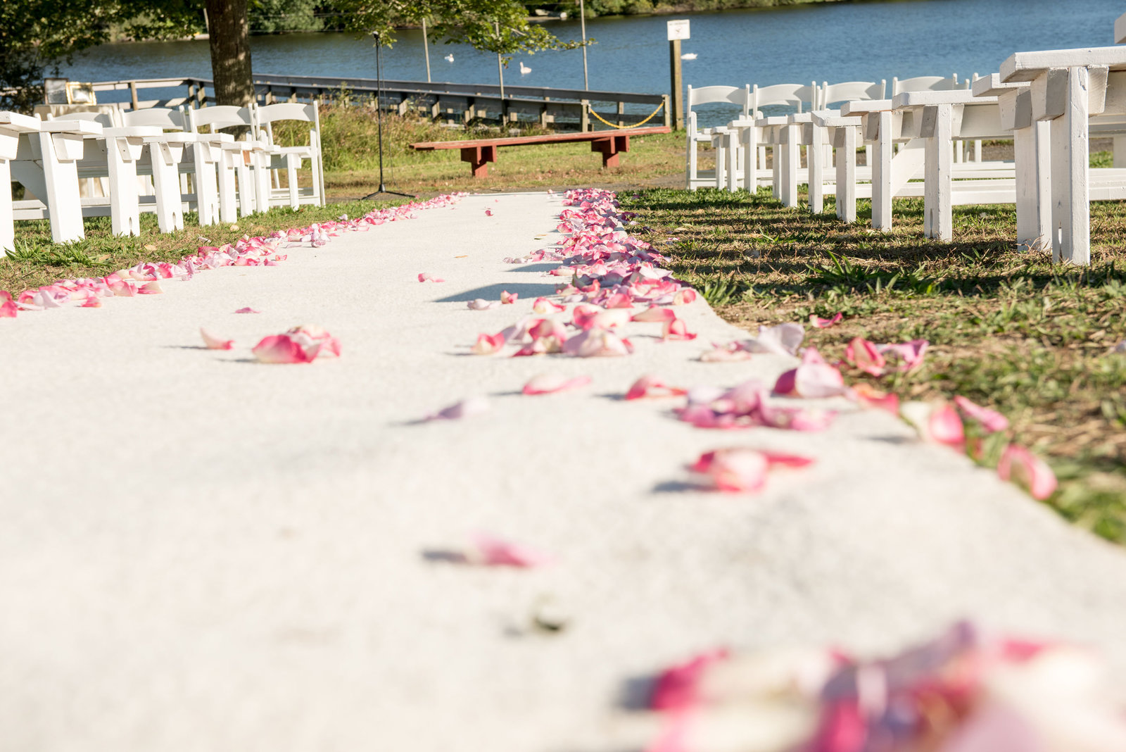 Flowers on the aisle at Camp Pa-Qua-Tuck