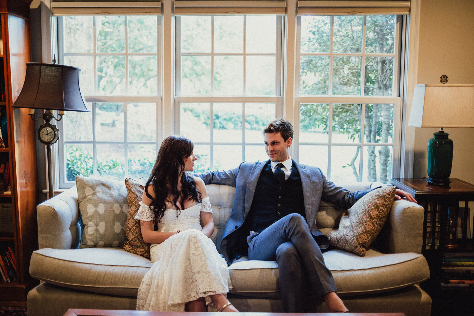 Christine Quarte Photography - Indoor Wedding Couple portrait couch lifestyle