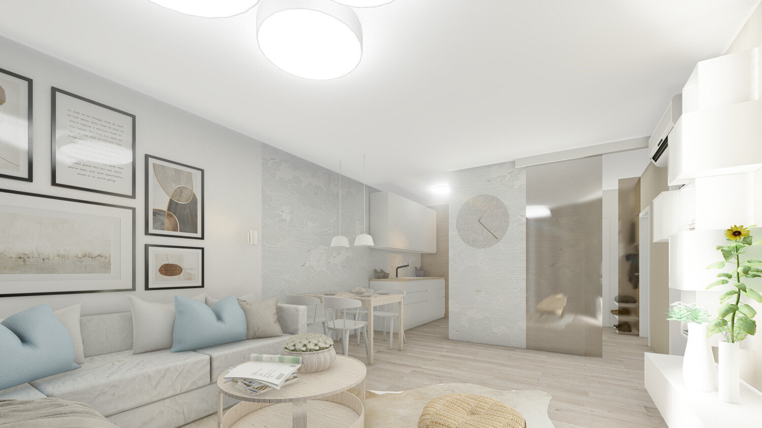 návrh interiéru malého bytu pro azyl ve městě