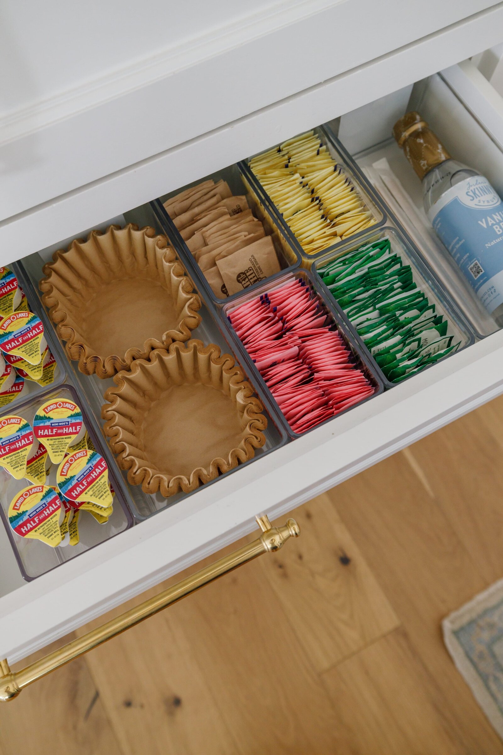 vision and hammer kitchen drawer with coffee filters and sugar