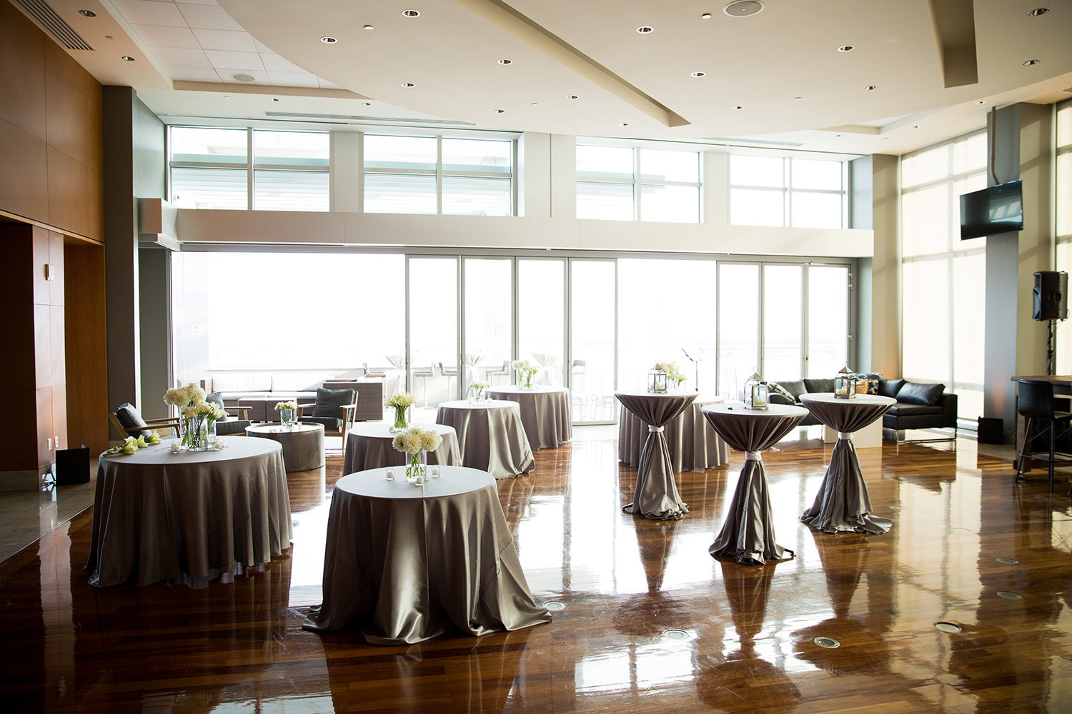 Reception room setup at the Ultimate Skybox Downtown San Diego