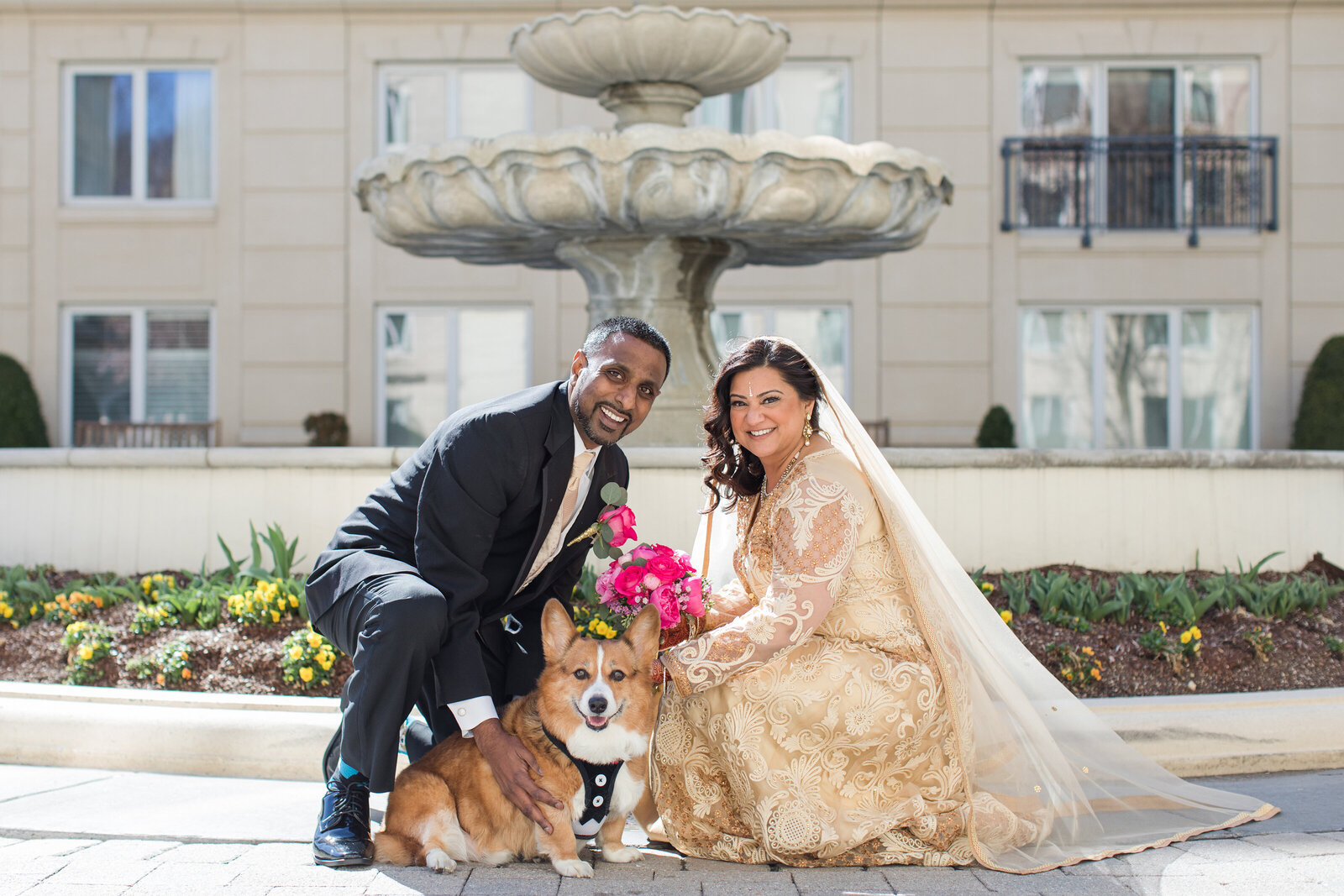 Westin Annapolis wedding photo of couple with dog by Maryland photographer Christa Rae Photography