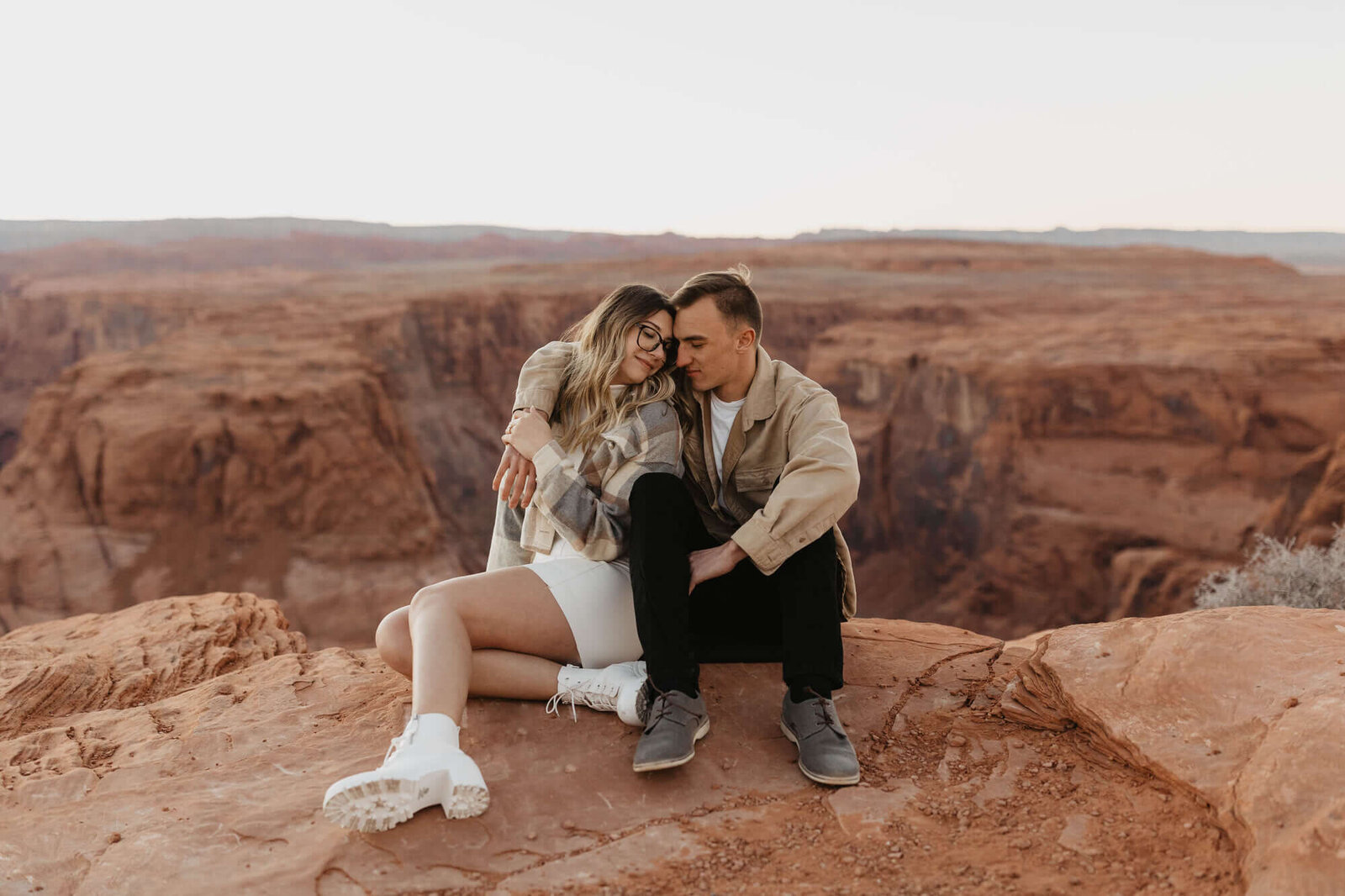 Engaged couple during a photoshoot at Horseshoe Bed Arizona