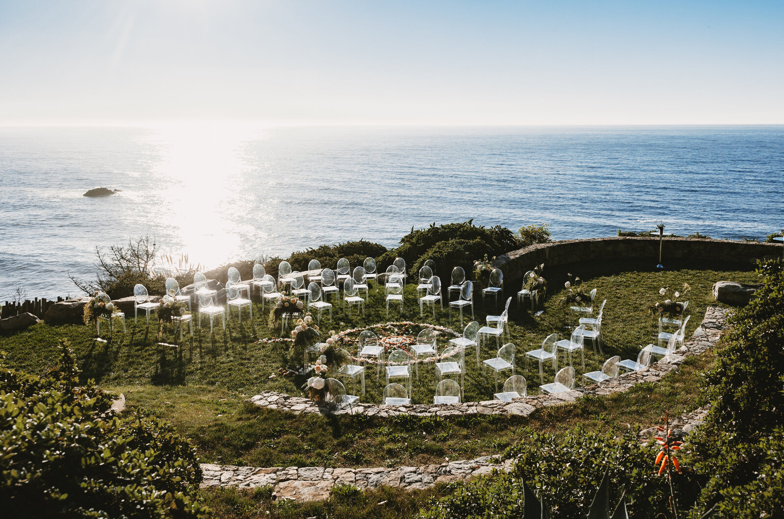 Clear Chairs at a Round Ceremony in Big Sur