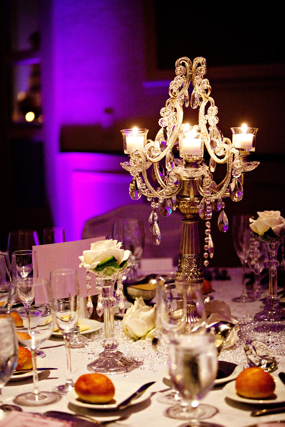 Beautiful chandelier table centerpieces with candles